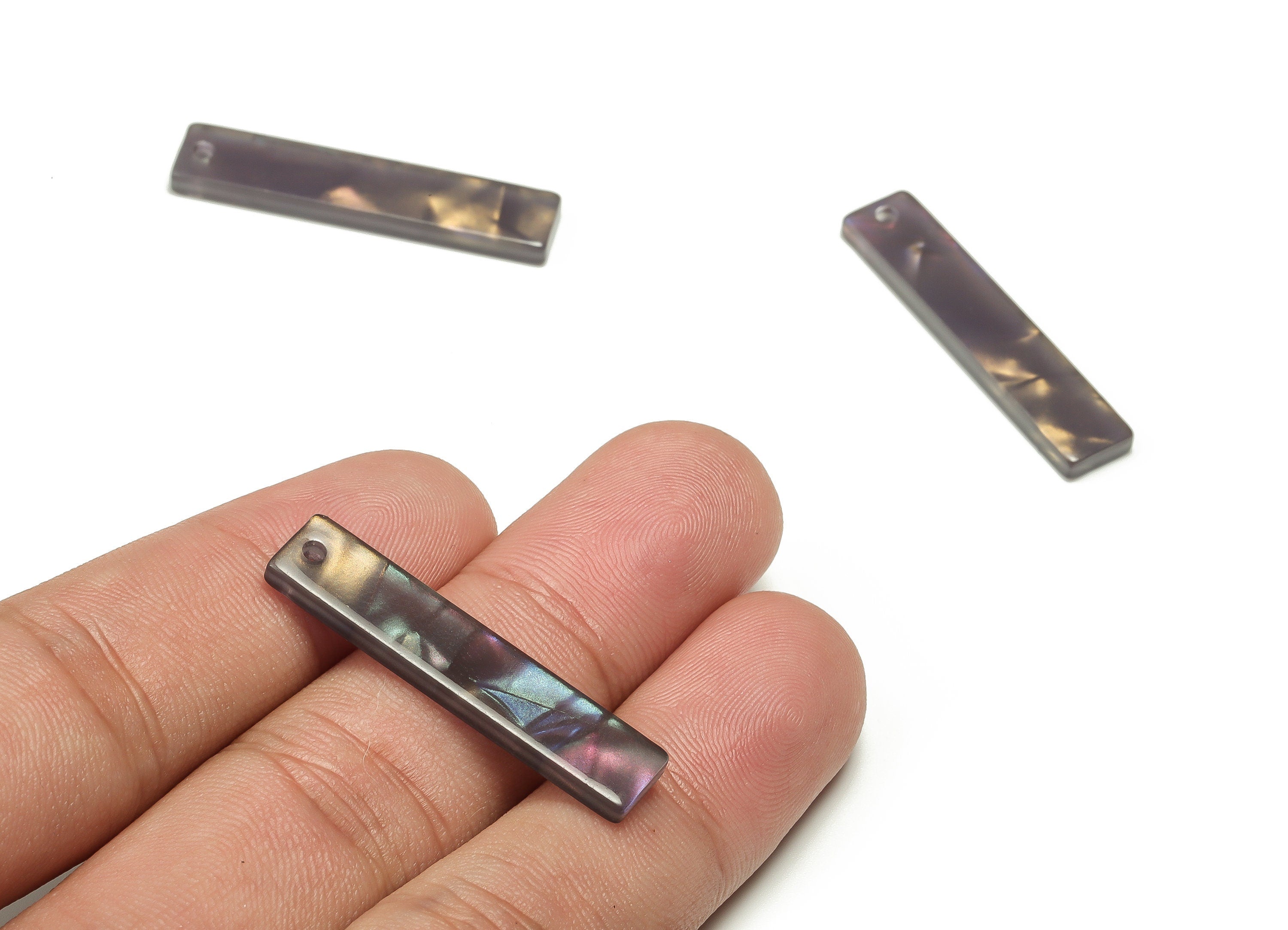 Thin Bar Rectangle Pendant - Acrylic Bar Earrings Charms - Long Strip Earrings Findings - Color Code: A687 - 34.13x7.12x2.53mm - AC1026-A687 - DOMEDBAZAAR