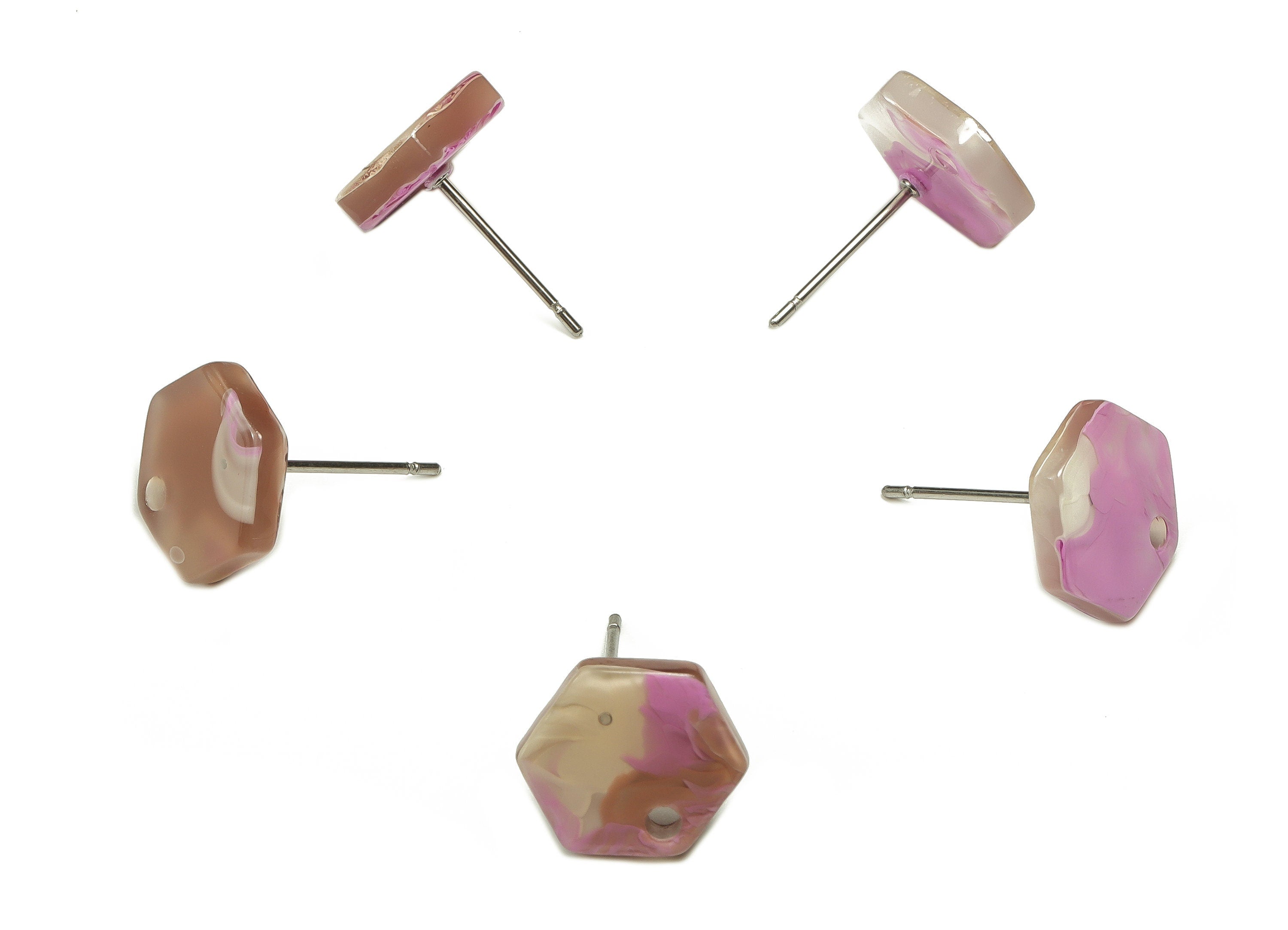Acrylic Hexagon Earring Stud - Acrylic Hexagon Earring Post - Jewelry Making Supplies - Color Code: A582 - 12.39x11.79x2.51mm - AC1633-A582 - DOMEDBAZAAR