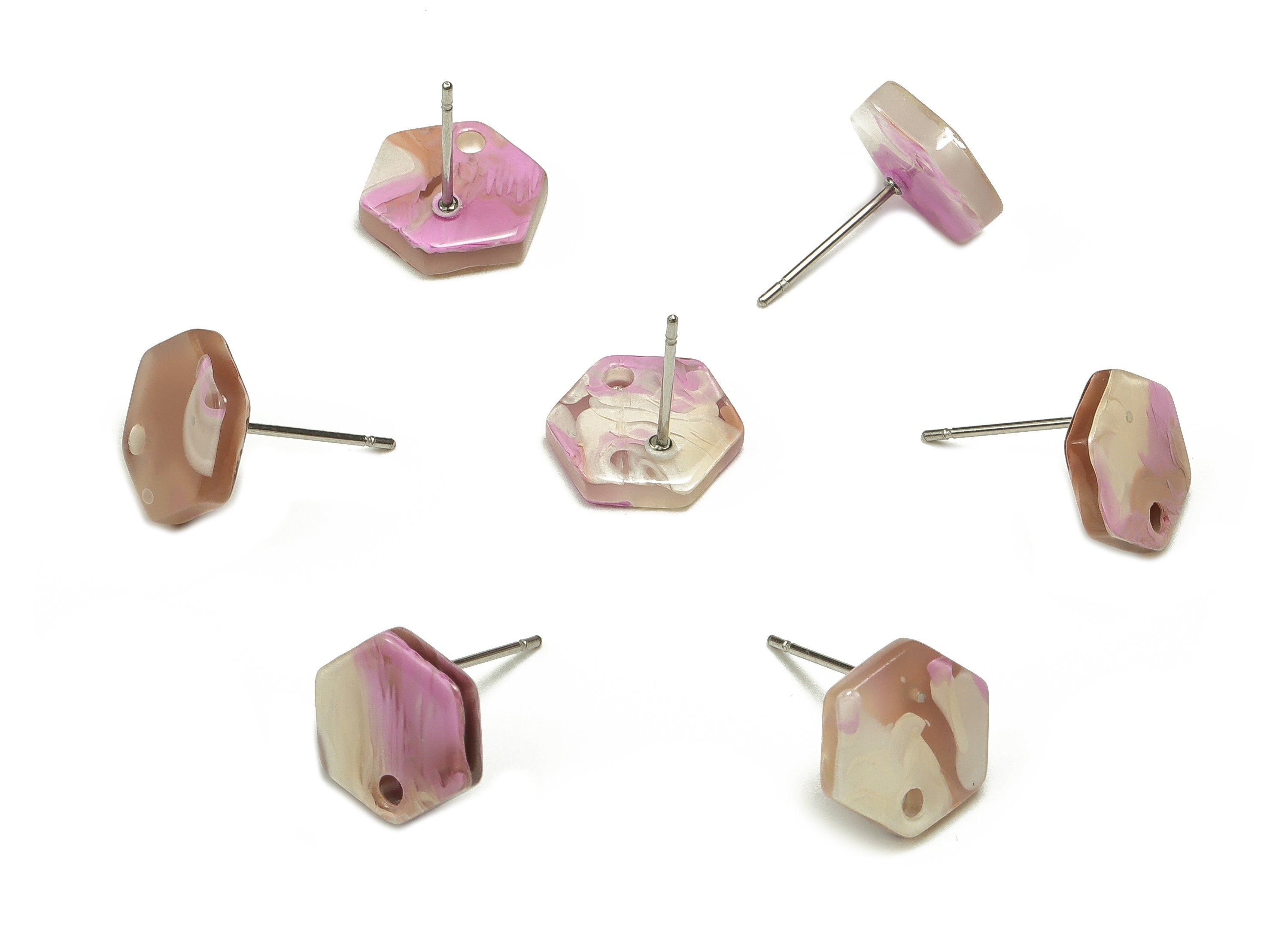 Acrylic Hexagon Earring Stud - Acrylic Hexagon Earring Post - Jewelry Making Supplies - Color Code: A582 - 12.39x11.79x2.51mm - AC1633-A582 - DOMEDBAZAAR