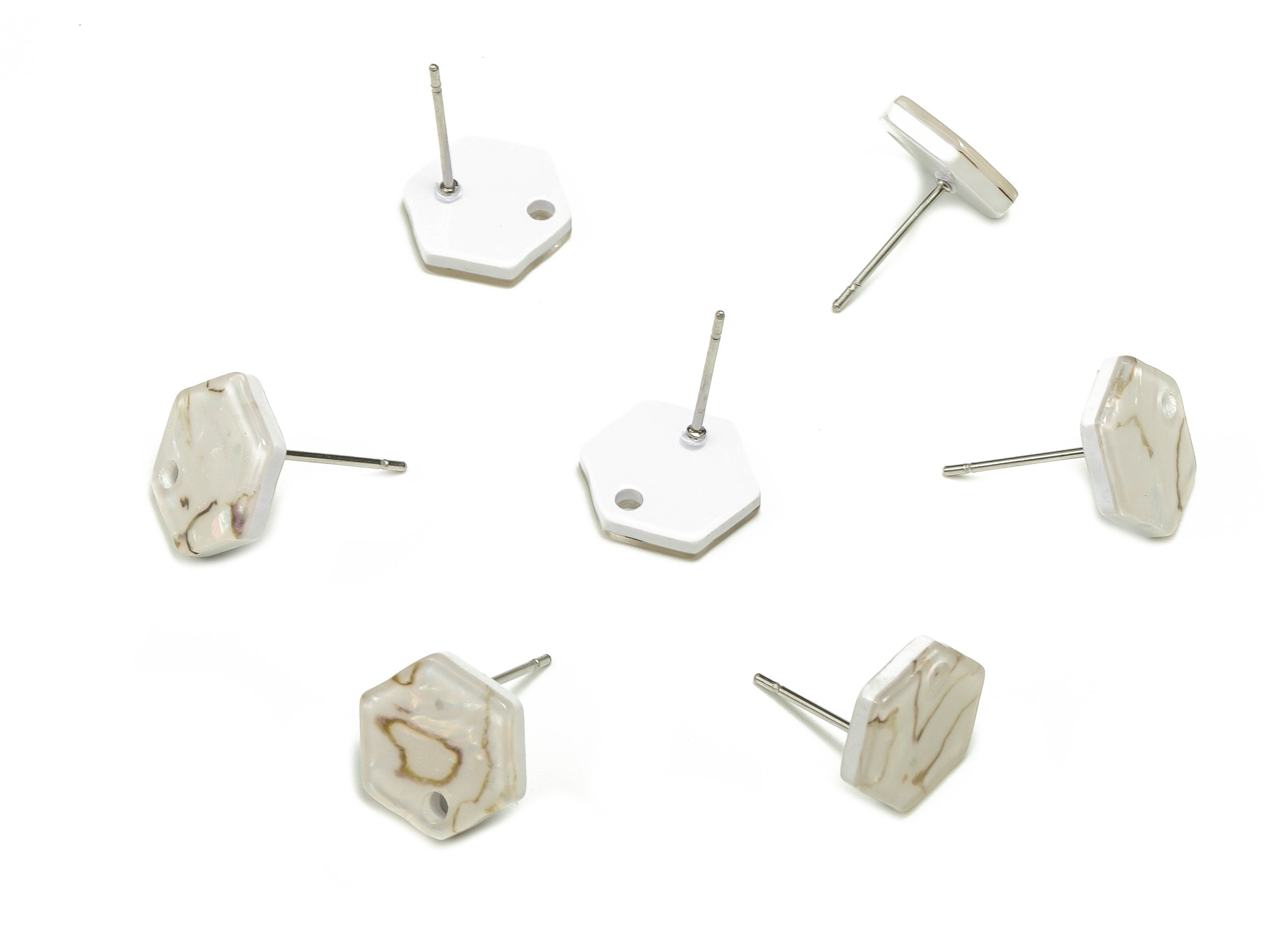 Acrylic Earring Stud - Acrylic Earring Post - Hexagon Shaped Earrings - Jewelry supplies -Color Code:A689 - 12.36x11.82x2.42mm - AC1633-A689 - DOMEDBAZAAR