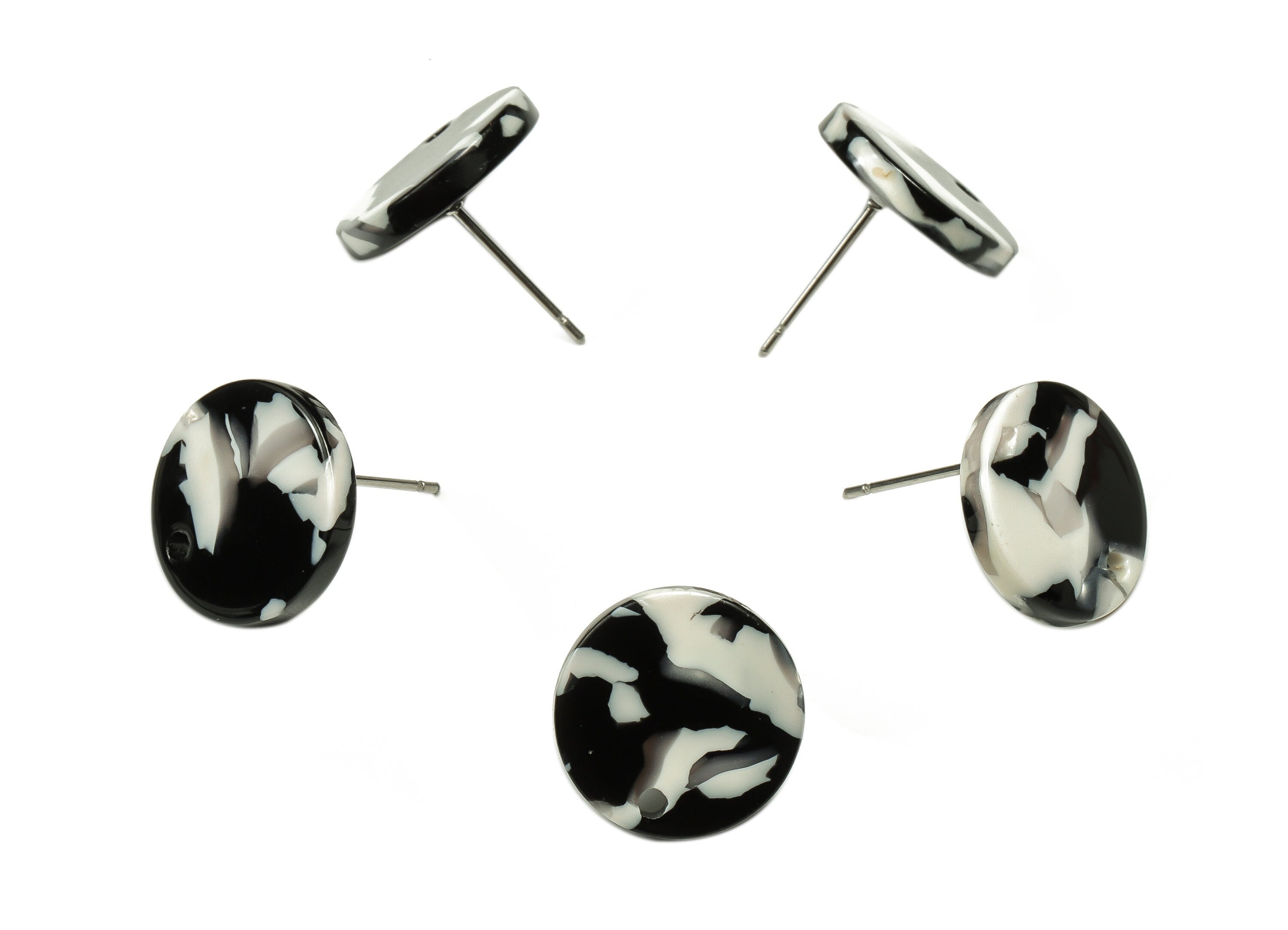 Acrylic Round Earring Post - Acrylic Round Earring Stud - Earring Post Findings - Color Code: A261 - 15.02x15.02x2.5mm - AC1385-A261 - DOMEDBAZAAR