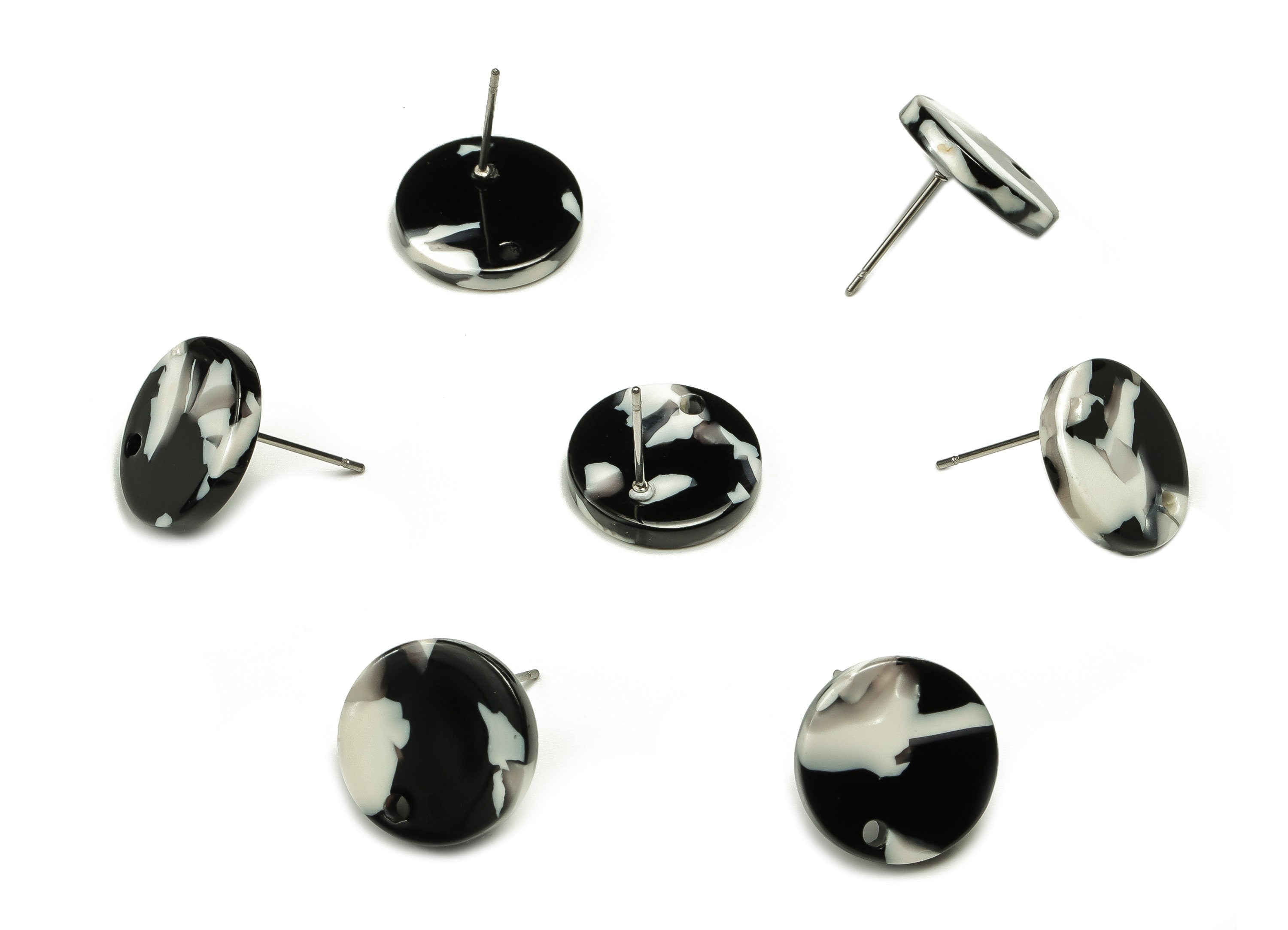 Acrylic Round Earring Post - Acrylic Round Earring Stud - Earring Post Findings - Color Code: A261 - 15.02x15.02x2.5mm - AC1385-A261 - DOMEDBAZAAR