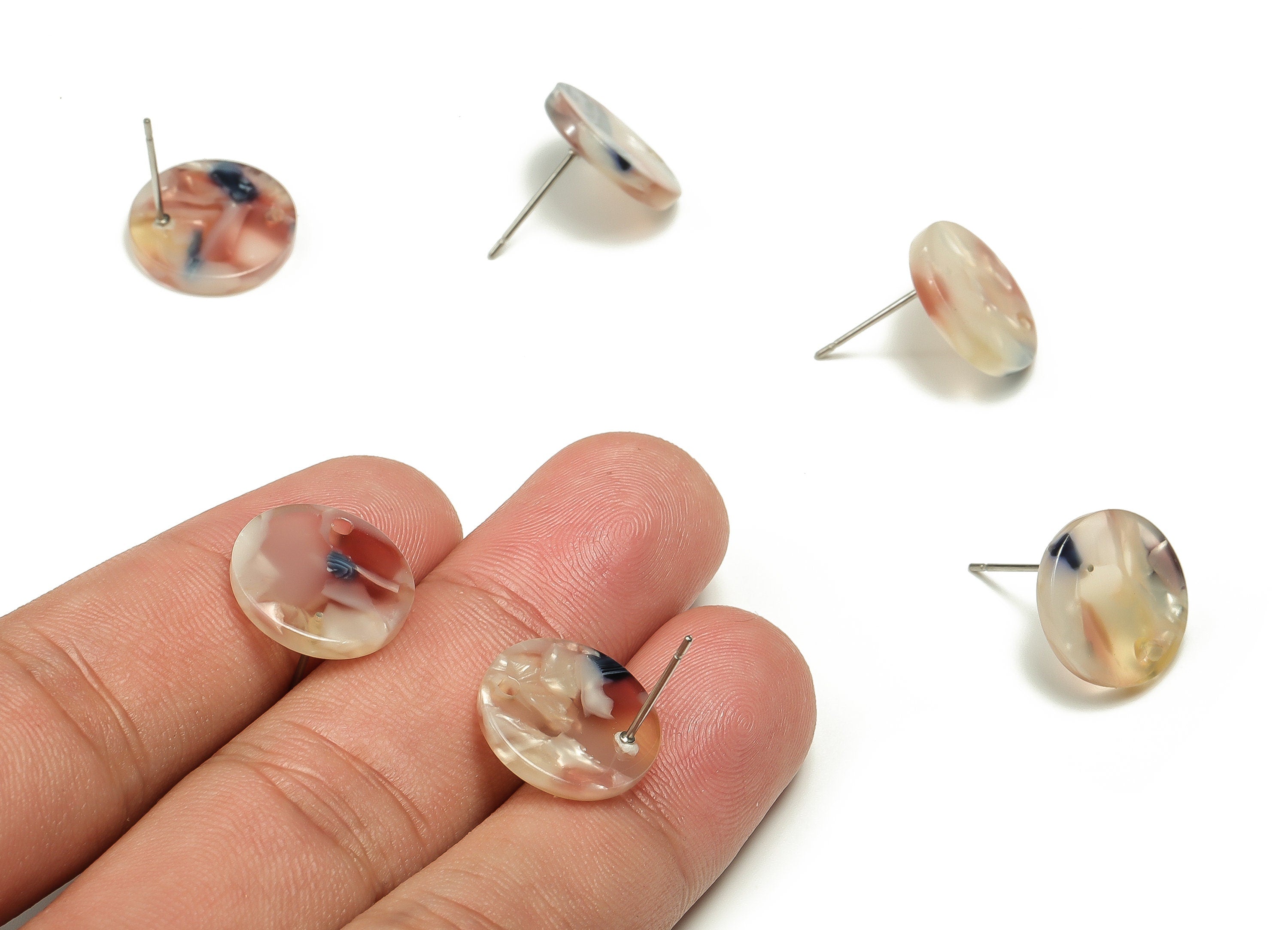 Acrylic Round Earring Post - Acrylic Round Earring Stud - Earring Post Findings - Color Code: A673 - 14.99x14.99x2.53mm - AC1385-A673 - DOMEDBAZAAR