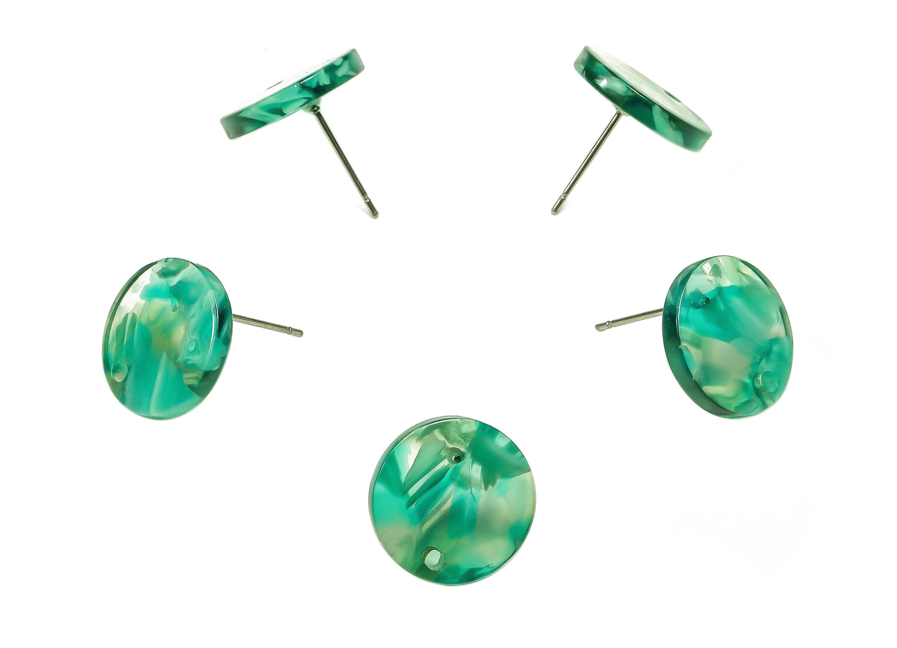 Acrylic Round Earring Stud - Acrylic Round Earring Post - Earring Post Findings - Color Code: A664 - 14.98x14.98x2.54mm - AC1385-A664 - DOMEDBAZAAR