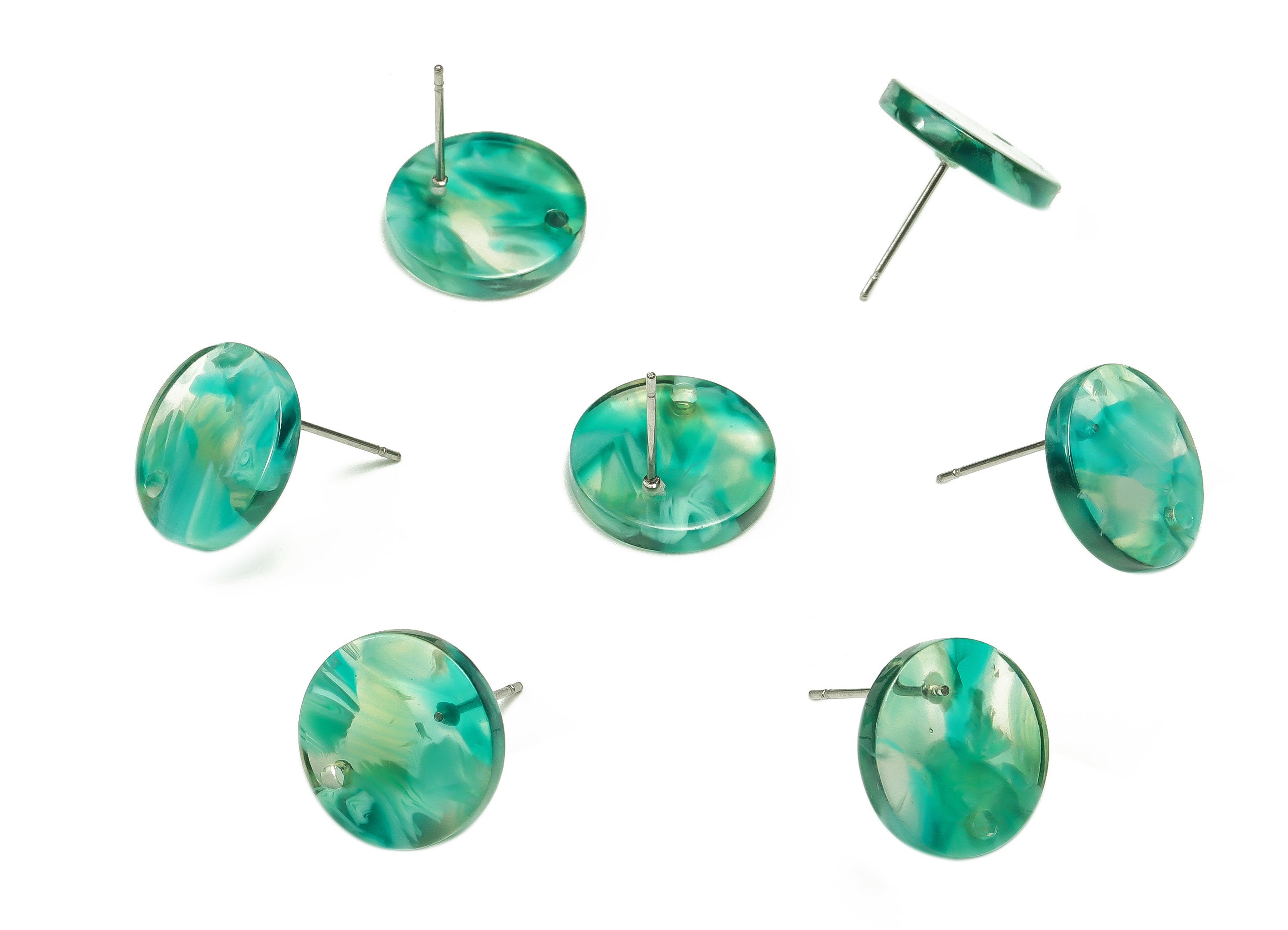 Acrylic Round Earring Stud - Acrylic Round Earring Post - Earring Post Findings - Color Code: A664 - 14.98x14.98x2.54mm - AC1385-A664 - DOMEDBAZAAR