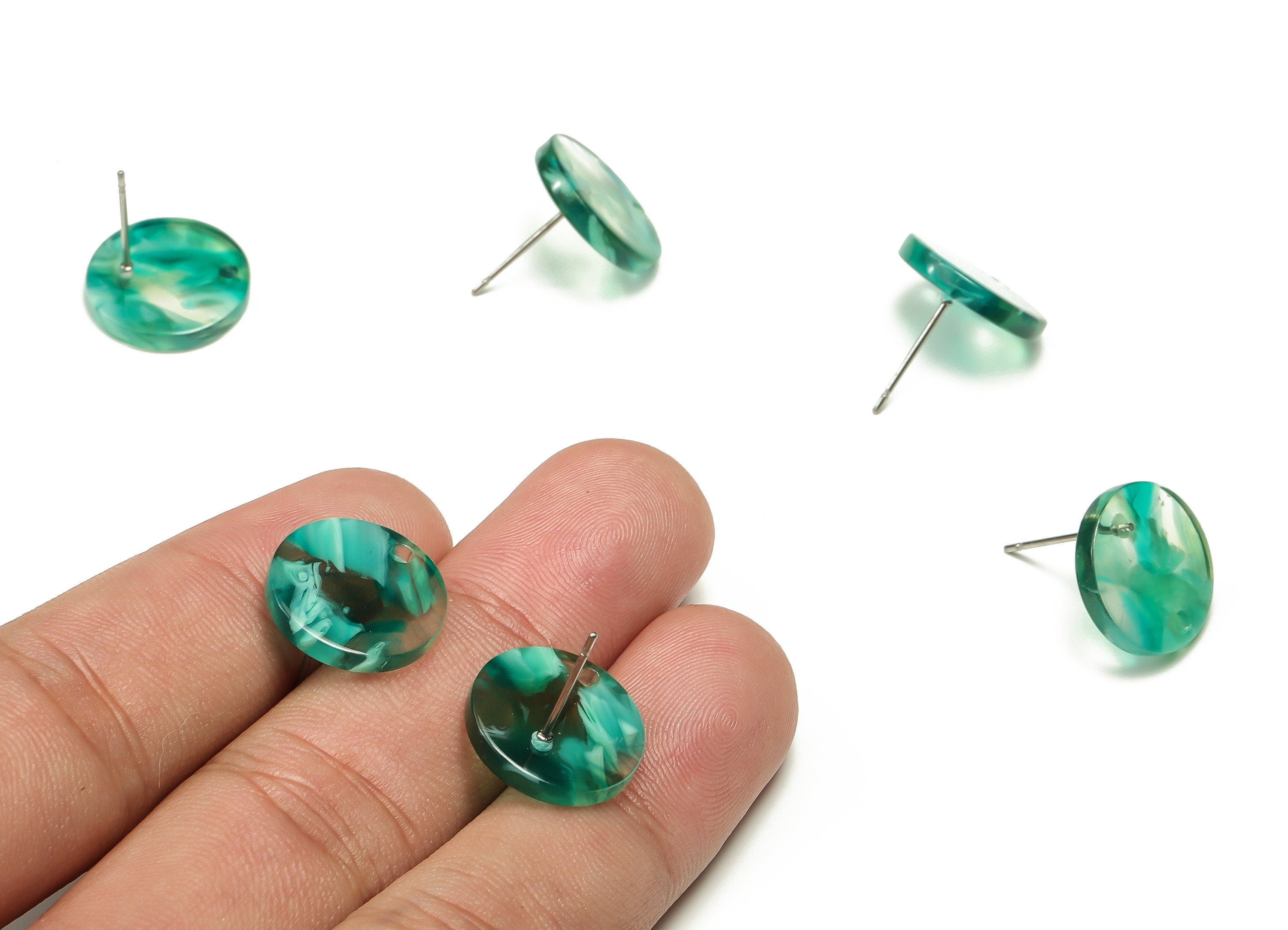 Acrylic Round Earring Stud - Acrylic Round Earring Post - Earring Post Findings - Color Code: A664 - 14.98x14.98x2.54mm - AC1385-A664 - DOMEDBAZAAR