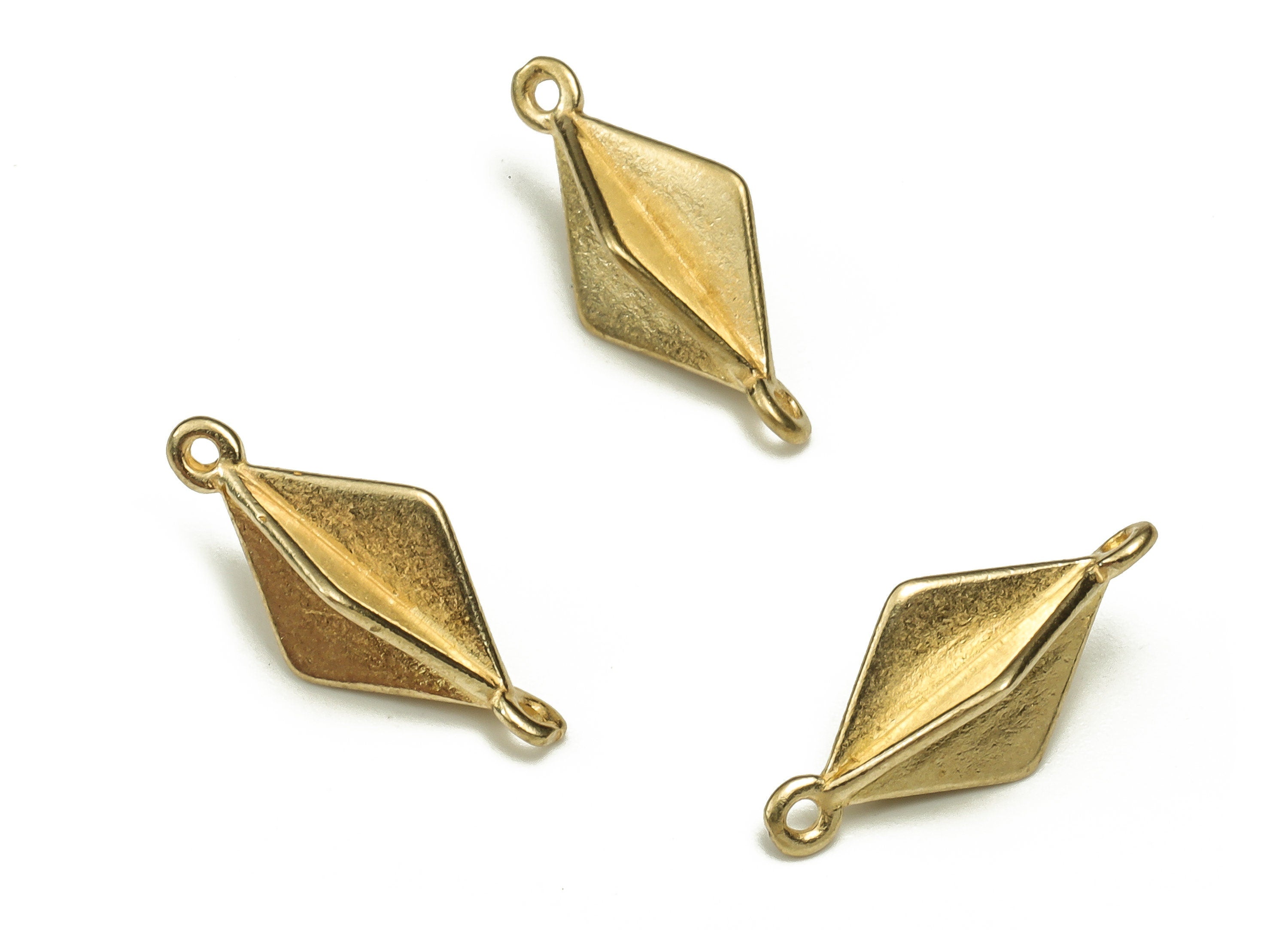 Brass Diamond Earring Connector - Raw Brass Diamond Earring Charms - Earring Findings - Jewelry Making Supplies - 15.43x5.29x5.27mm - PP4473 - DOMEDBAZAAR