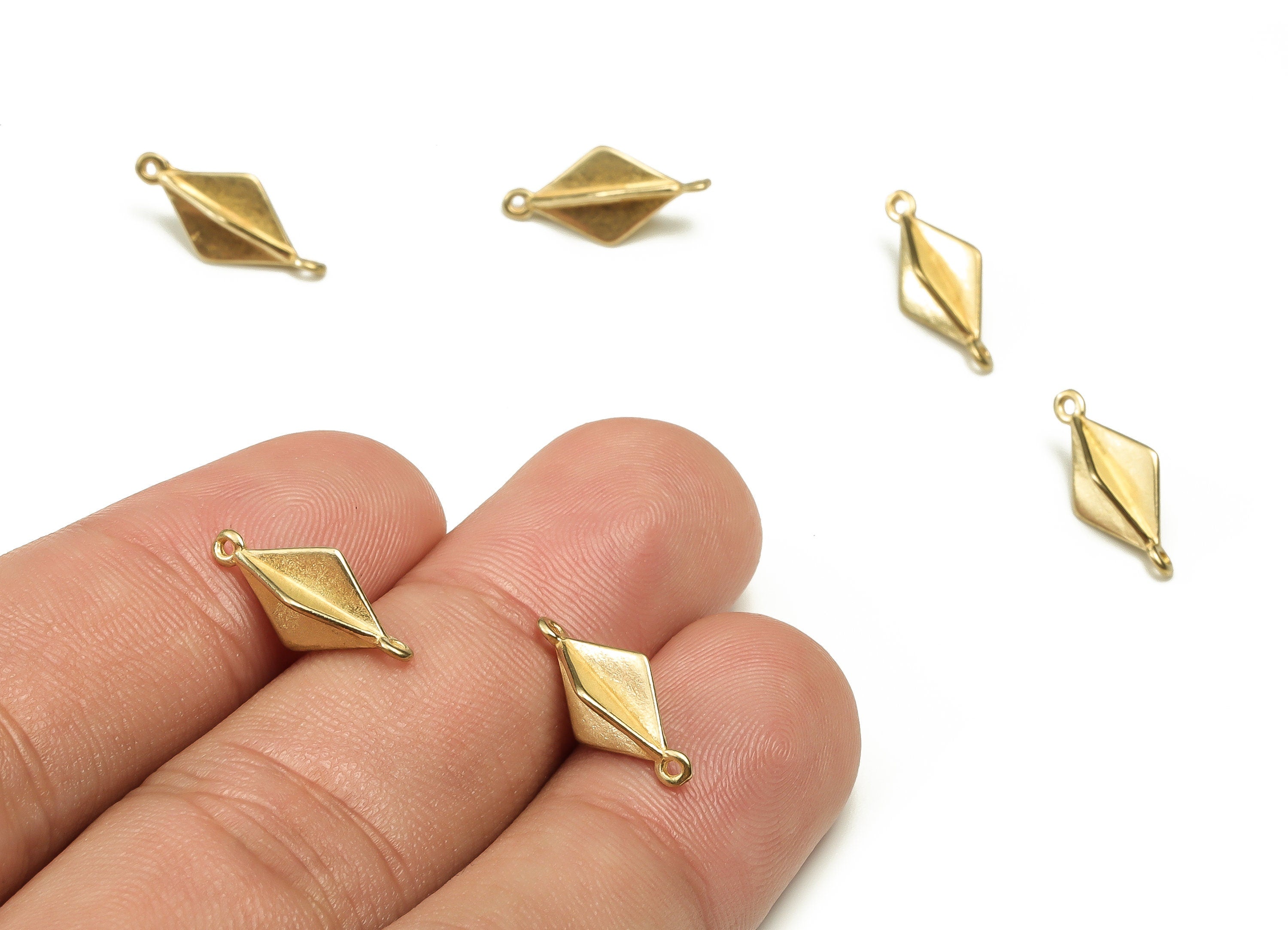 Brass Diamond Earring Connector - Raw Brass Diamond Earring Charms - Earring Findings - Jewelry Making Supplies - 15.43x5.29x5.27mm - PP4473 - DOMEDBAZAAR