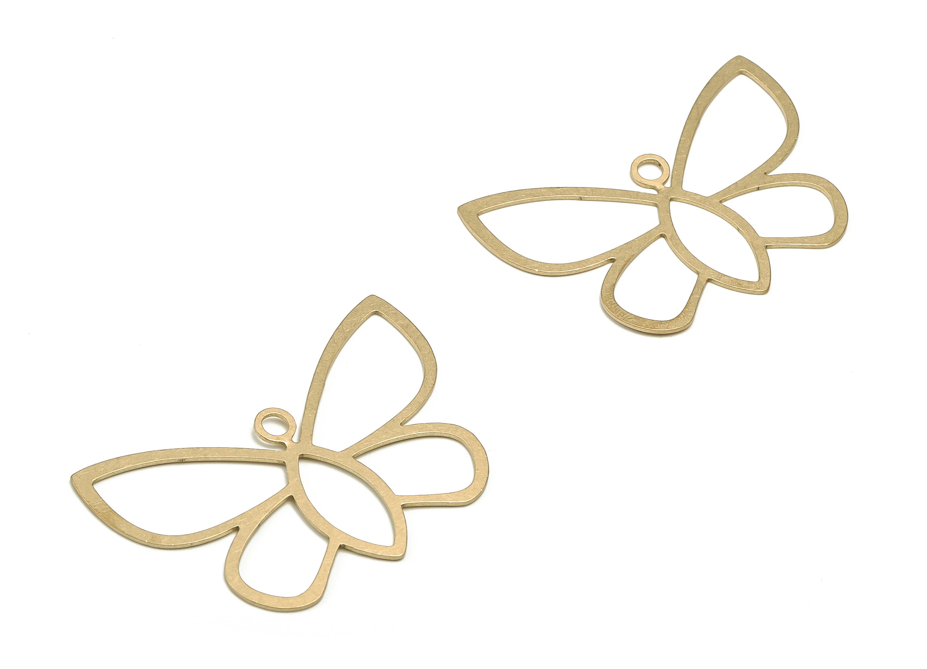 Brass Butterfly Earring Charms - Raw Brass Butterfly Pendant - Earring Findings - Jewelry Making Supplies - 33.7x46.5x0.72mm - PP4579 - DOMEDBAZAAR