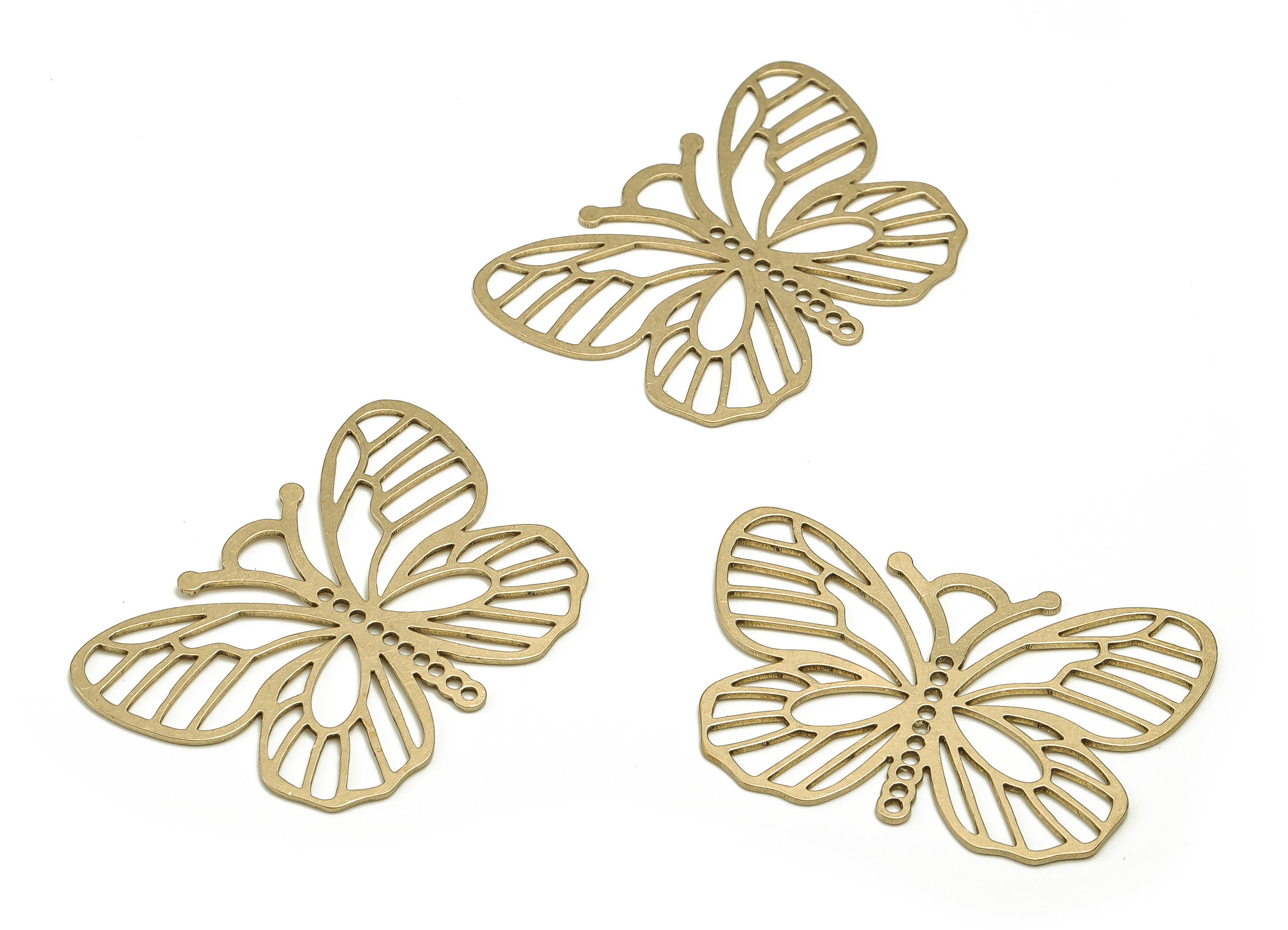 Brass Butterfly Earring Charms - Raw Brass Butterfly Pendant - Earring Findings - Jewelry Making Supplies - 27.85x41x0.72mm - PP4584 - DOMEDBAZAAR
