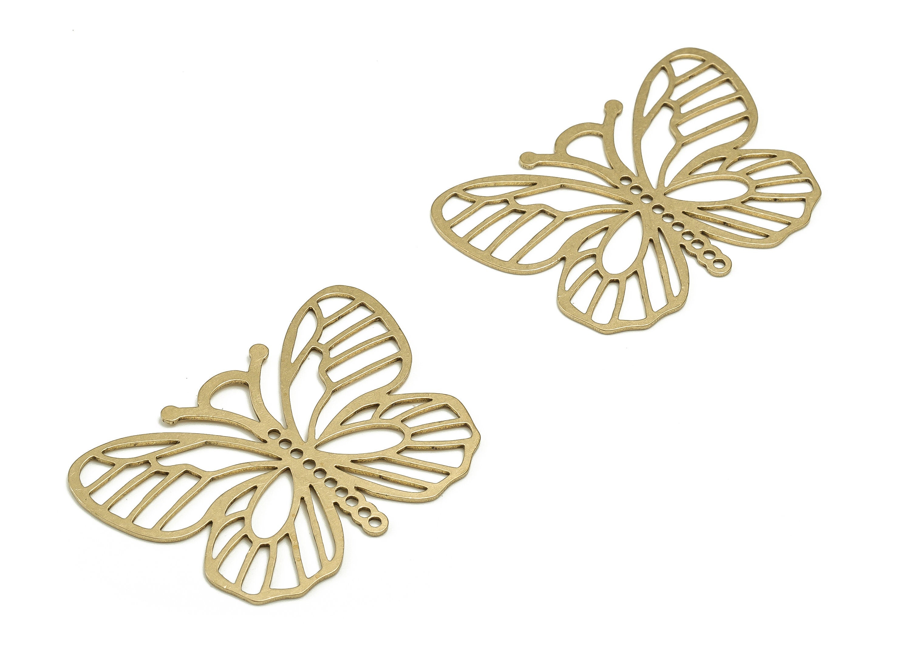 Brass Butterfly Earring Charms - Raw Brass Butterfly Pendant - Earring Findings - Jewelry Making Supplies - 27.85x41x0.72mm - PP4584 - DOMEDBAZAAR
