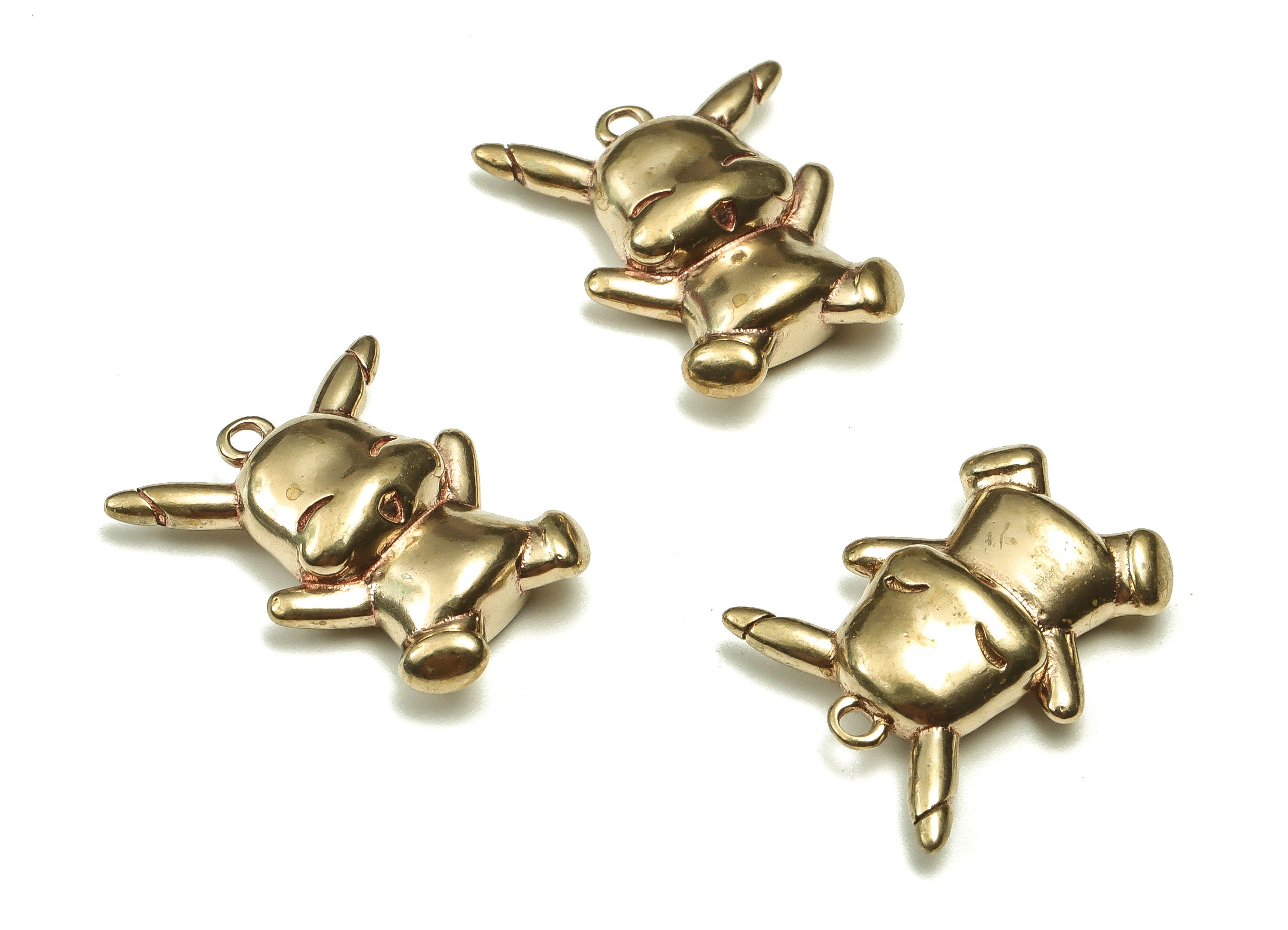 Brass Rabbit Earring Charms - Raw Brass Rabbit Pendant - Earring Findings - Jewelry Making Supplies - 18.37x13.88x4.8mm - PP4668 - DOMEDBAZAAR