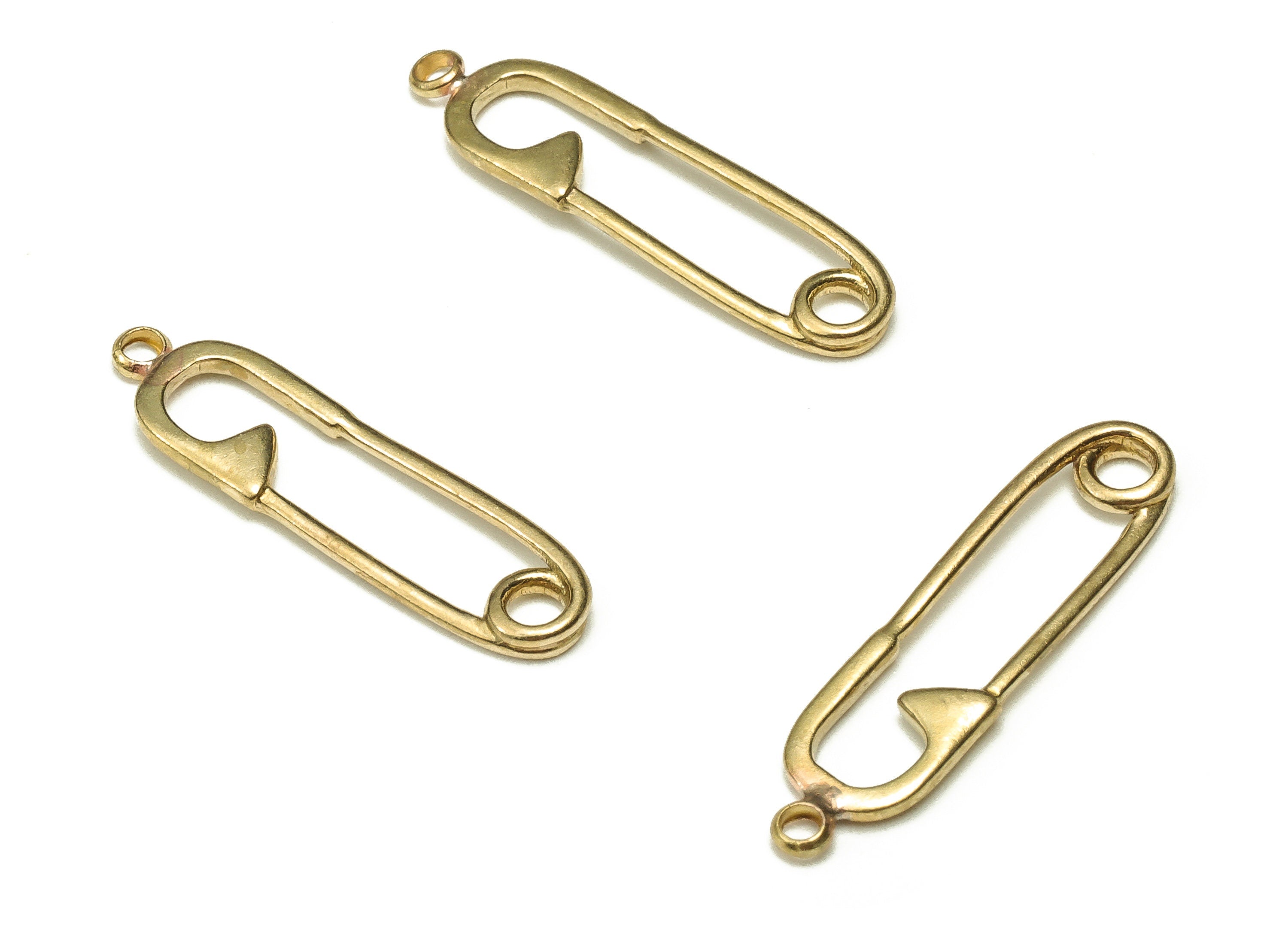 Brass Lock Pin Earring Charms - Raw Brass Lock Pin Pendant - Earring Finding - DIY Jewelry Making Supplies - 24.11x6.22x1.22mm - PP4665 - DOMEDBAZAAR