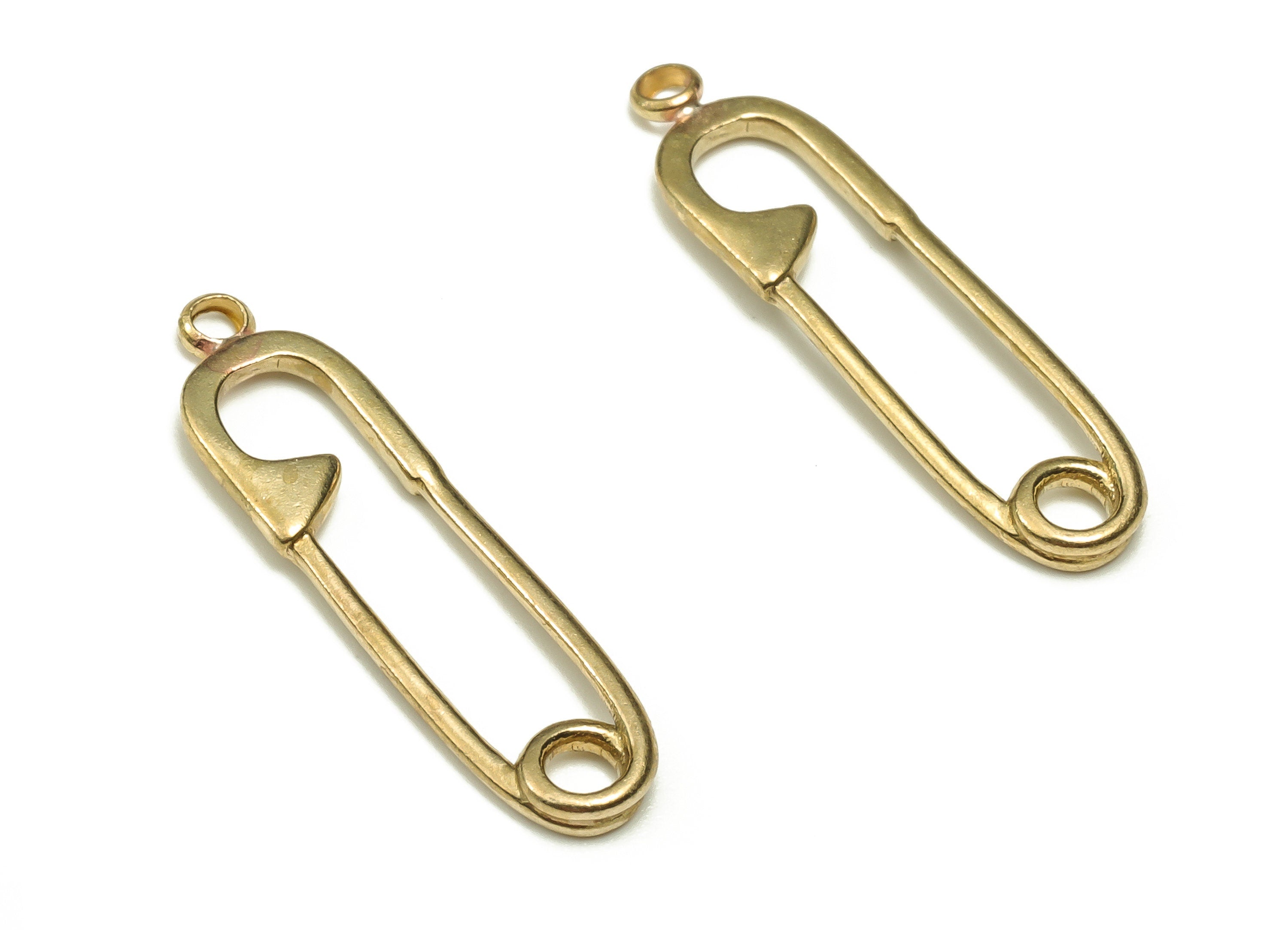 Brass Lock Pin Earring Charms - Raw Brass Lock Pin Pendant - Earring Finding - DIY Jewelry Making Supplies - 24.11x6.22x1.22mm - PP4665 - DOMEDBAZAAR