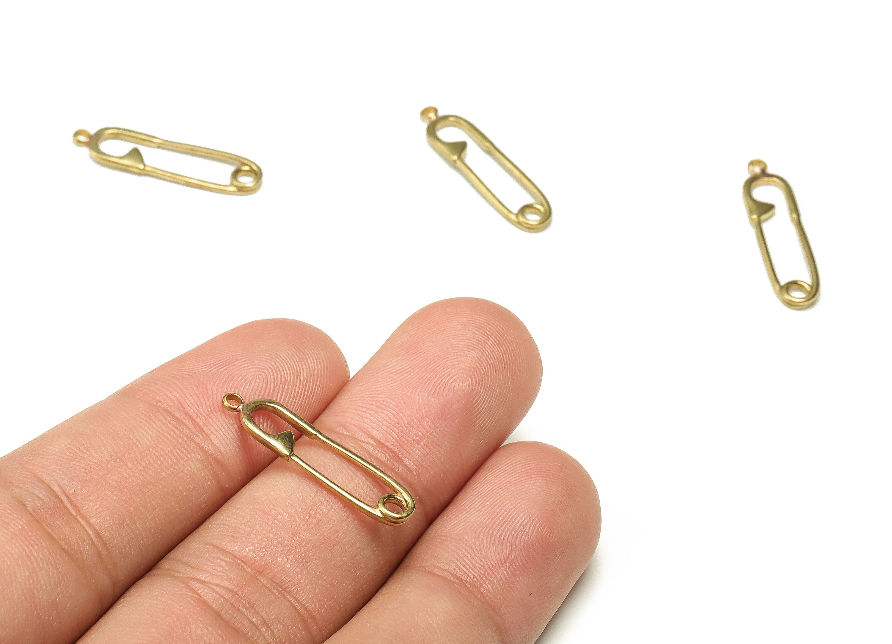 Brass Lock Pin Earring Charms - Raw Brass Lock Pin Pendant - Earring Finding - DIY Jewelry Making Supplies - 24.11x6.22x1.22mm - PP4665 - DOMEDBAZAAR