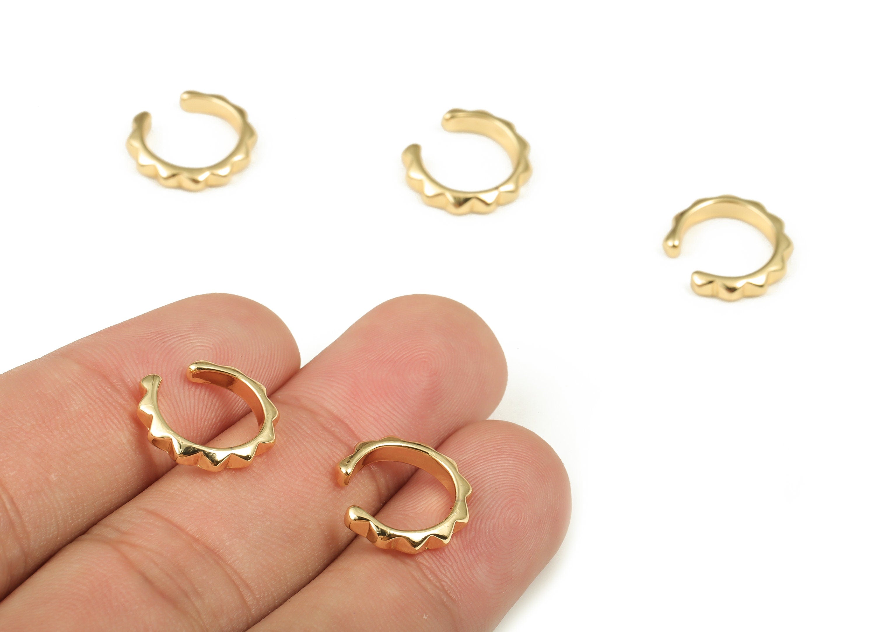 Trendy Ear Cuffs - Ear Cuff Jewelry – Earring Gold Cuff - Ear Cuff Non Pierced - Fake Piercing Earrings - 14.45x13.21x2.05mm - RGP4011 - DOMEDBAZAAR