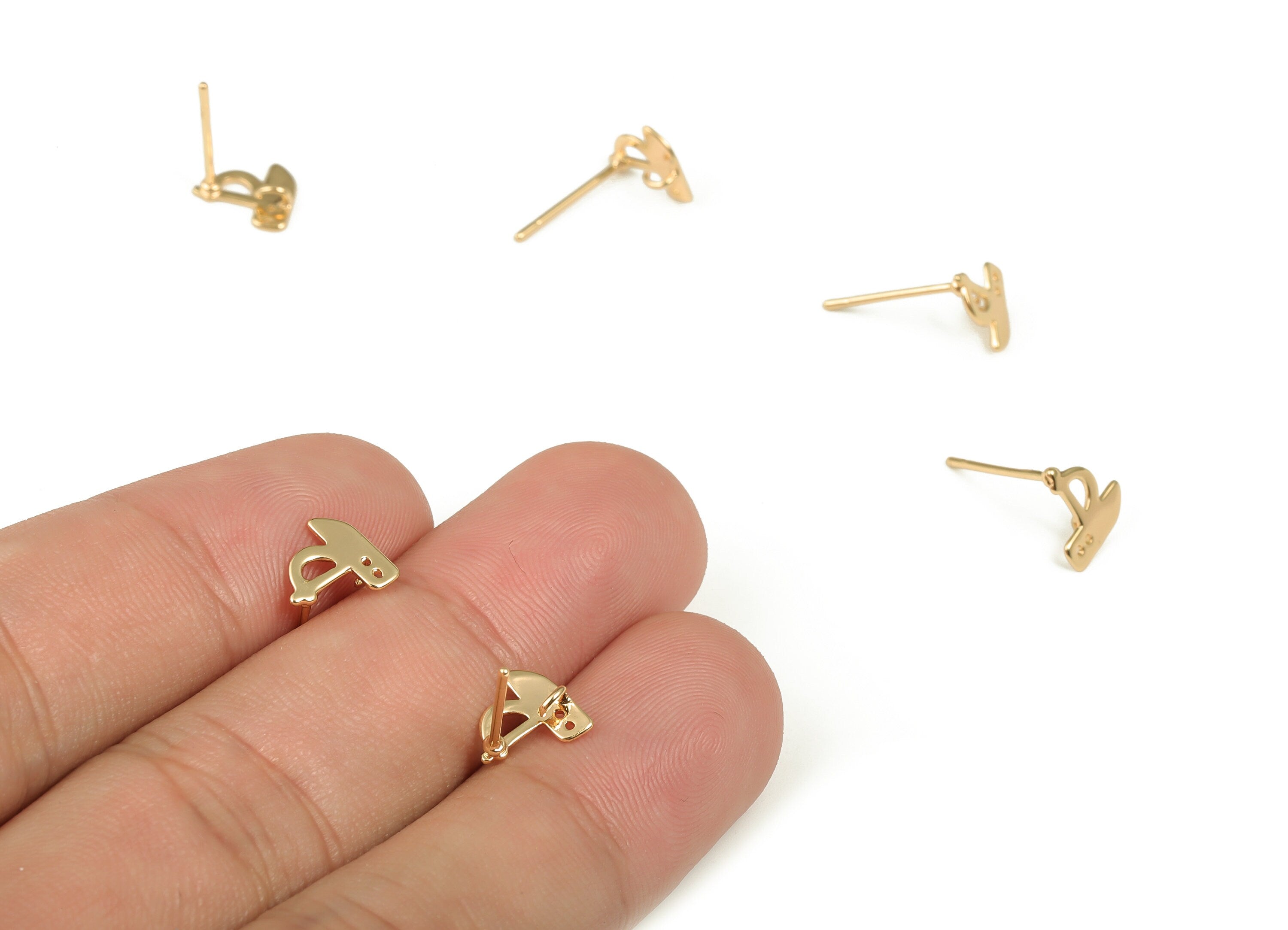 Brass Irregular Earring Stud - Gold Irregular Earring Post - Brass Stud - 18K Real Gold Plated Brass - 8.36x8.03x2.82mm - RGP3594 - DOMEDBAZAAR