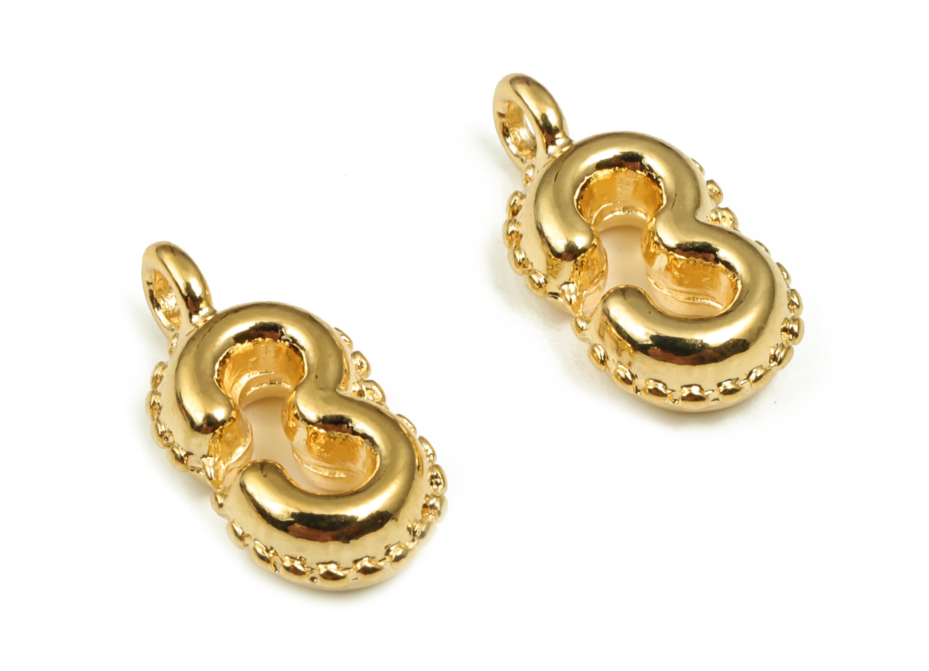 Brass Number Charm 3 - Gold Number Pendant Charm - 18K Gold Plated Brass - Numbered Charms - Jewelry Supplies - 14.99×7.83×3.87mm- RGP3577-3 - DOMEDBAZAAR