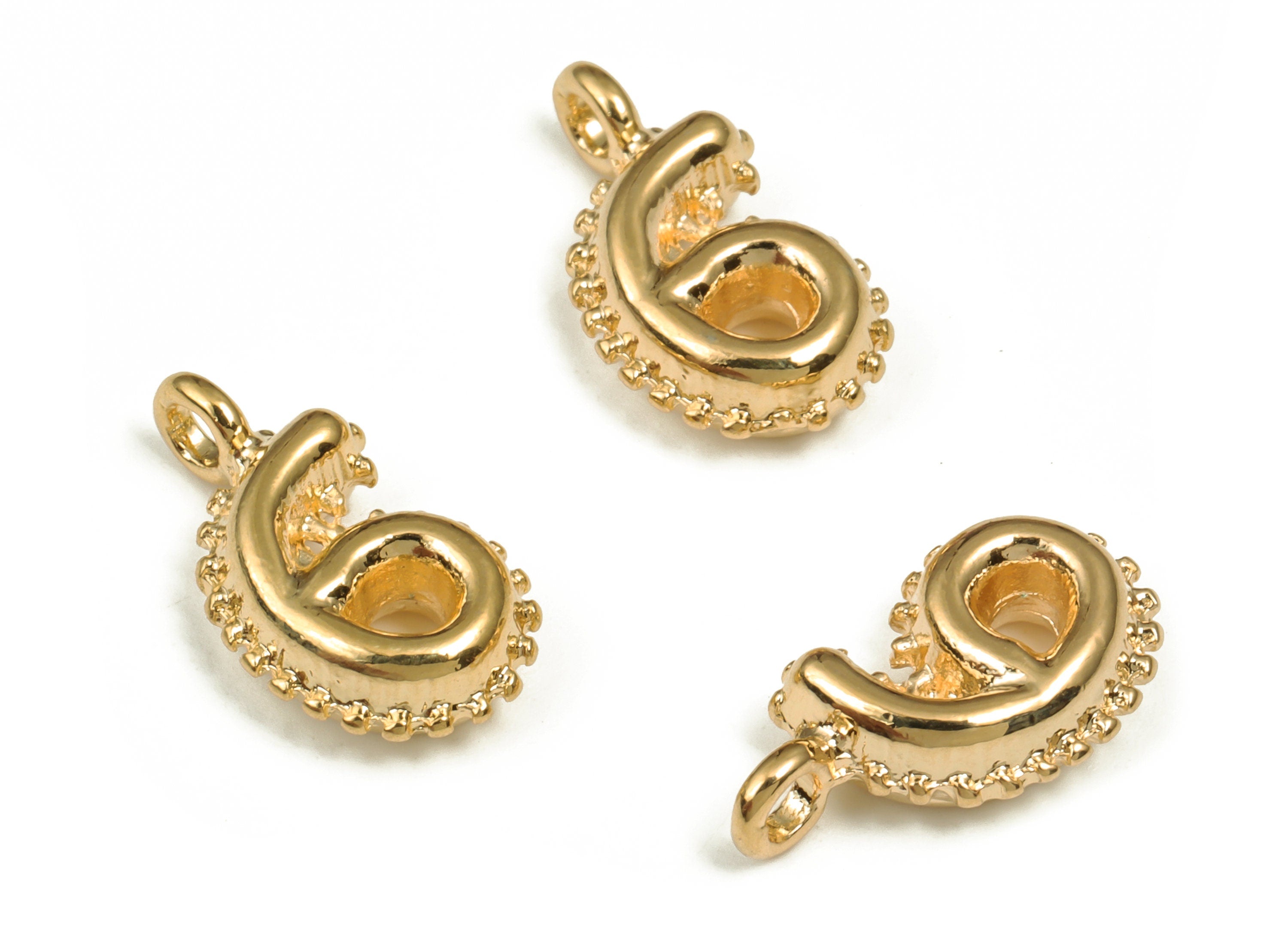 Brass Number Charm 6 - Gold Number Pendant Charm - 18K Gold Plated Brass - Numbered Charms - Jewelry Supplies - 13.73×8.09×3.82mm- RGP3577-6 - DOMEDBAZAAR