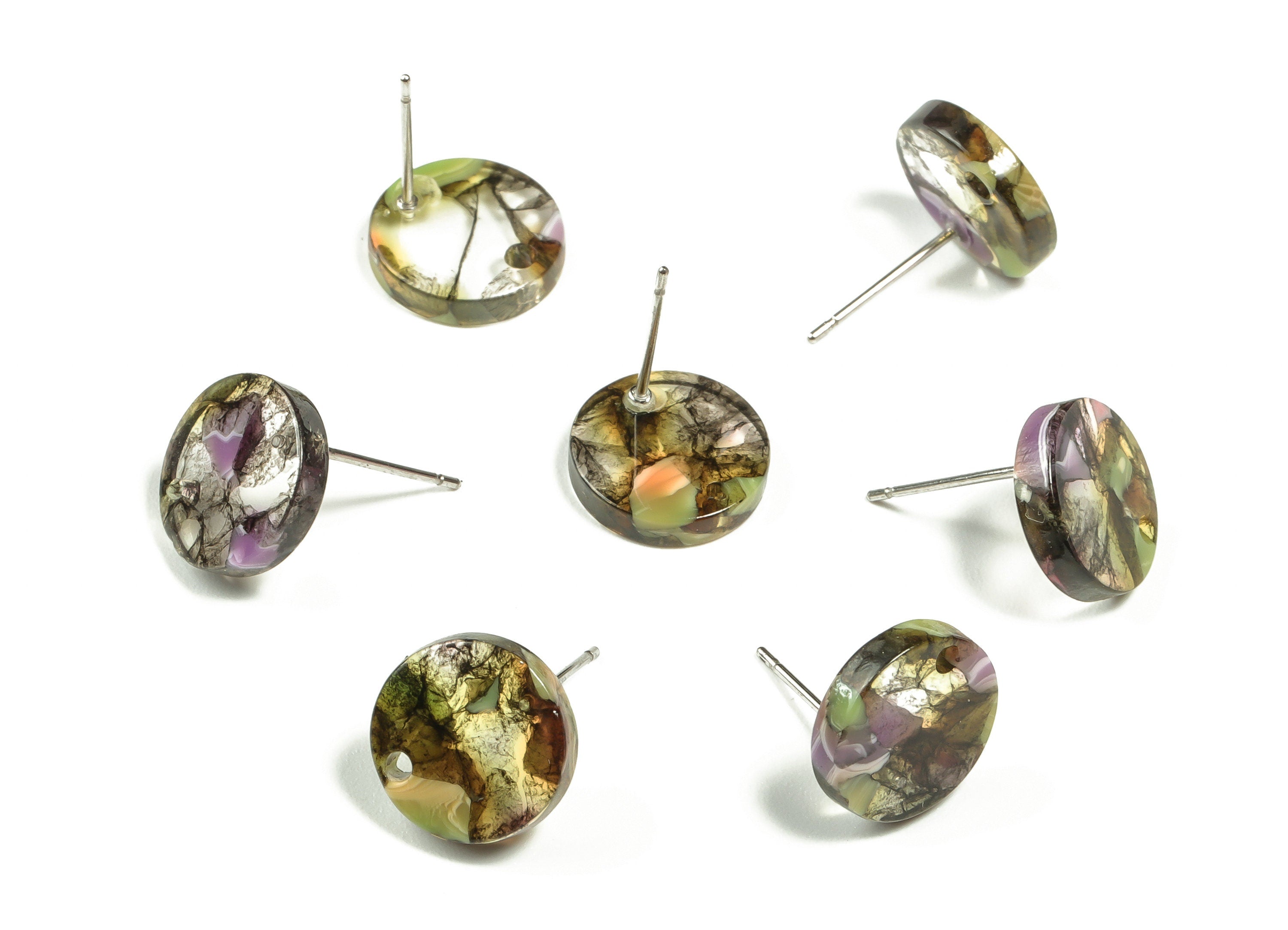Acetate Round Earring Stud - Round Earring Post and Stud - Earring Findings - Color Code: A167 - 11.91x11.91x2.6mm - AC1523-A167 - DOMEDBAZAAR