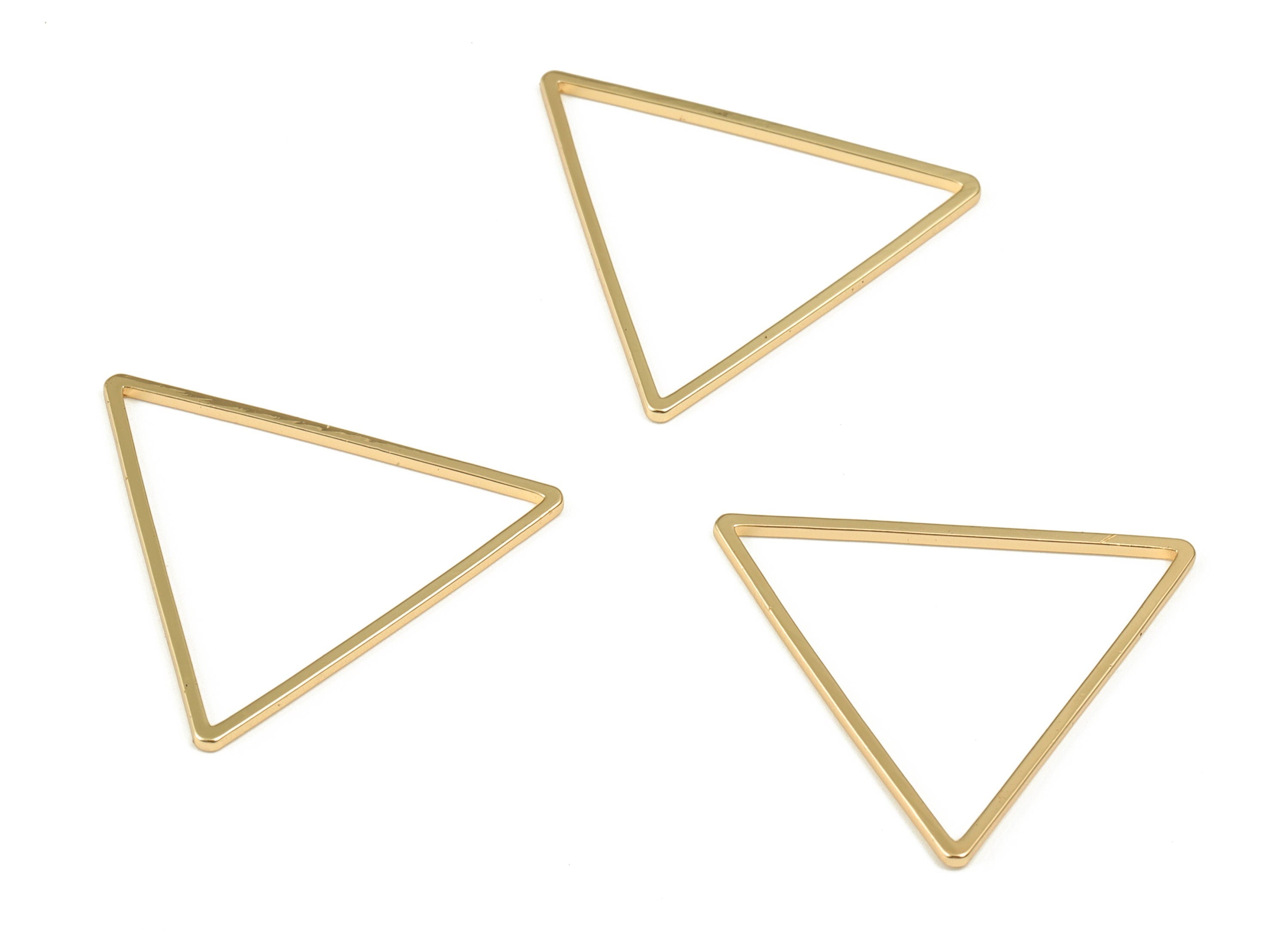 Brass Triangle Earring Charms - Gold Triangle Shaped Pendant - 18K Real Gold Plated Brass - Jewelry Making Supplies - 29x1x1mm - RGP3316-29 - DOMEDBAZAAR