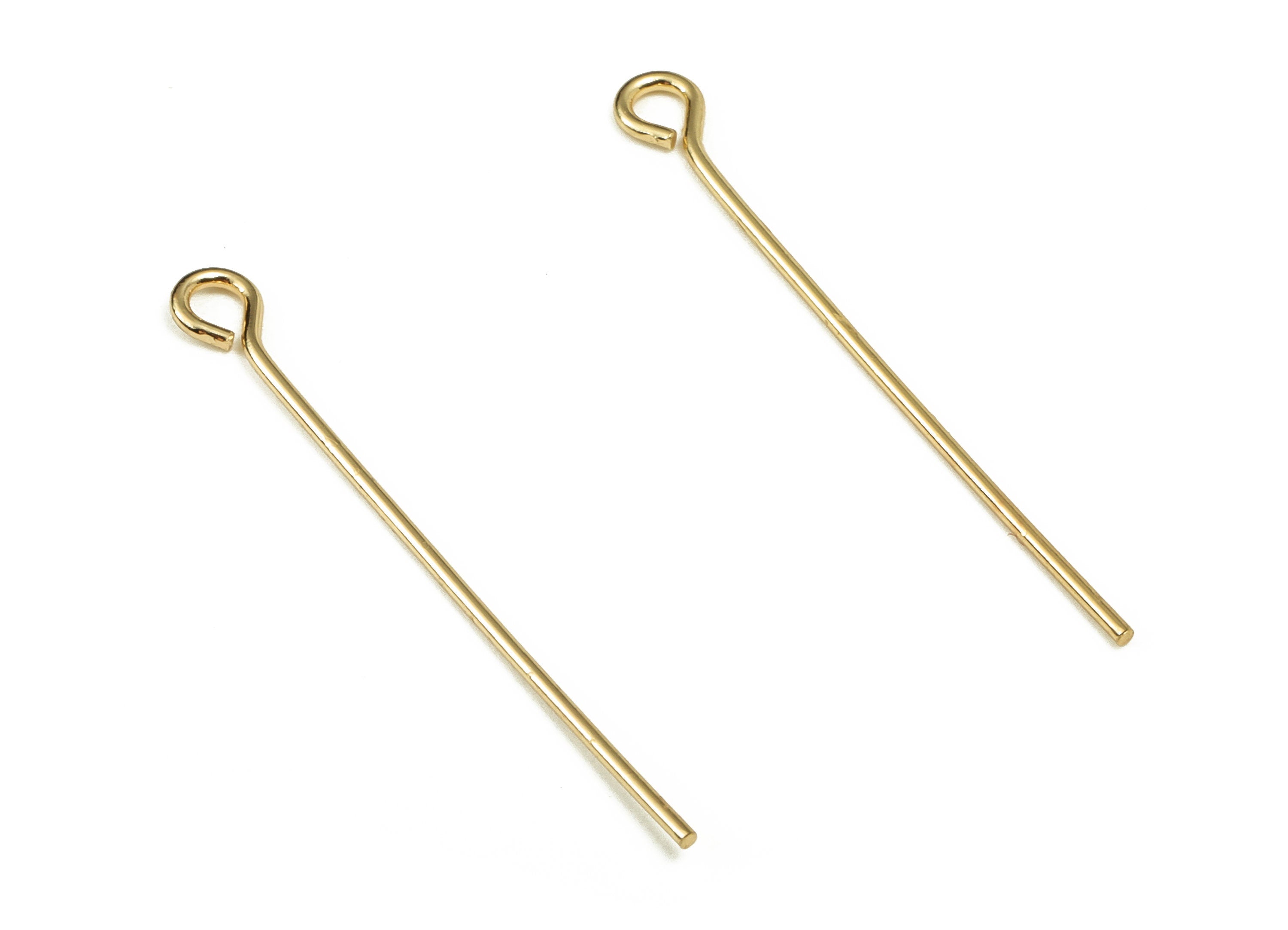 Brass Eye Pins – Shiny Gold Eye Pin – Solid Beading Eye Pins - 18K Real Gold Plated Brass - Jewelry Supplies - 30.17x0.7mm - RGP3319-30 - DOMEDBAZAAR
