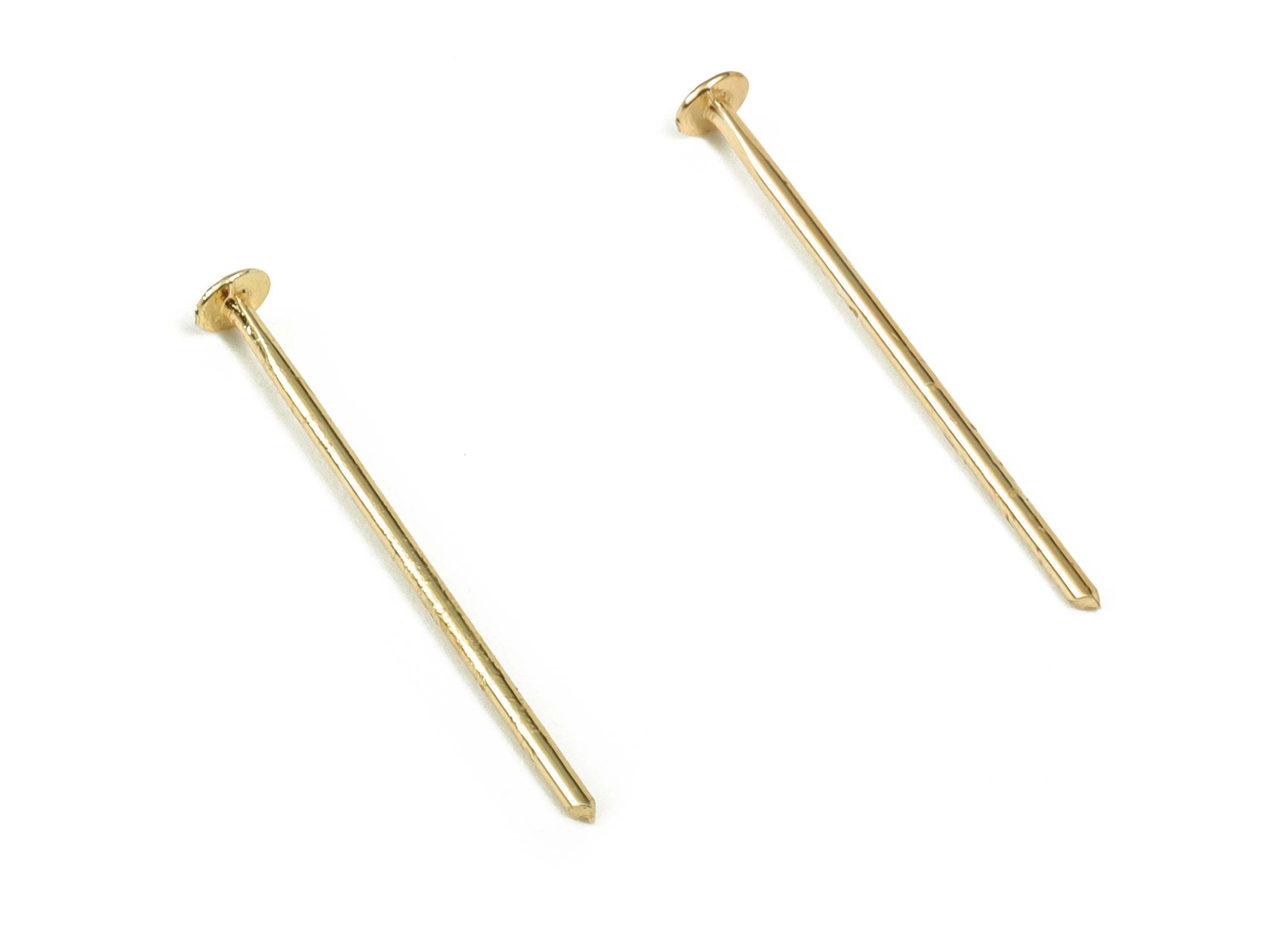 Brass Head Pin Findings - Gold Head Pin - DIY Gold Jewelry Pins - 18K Real Gold Plated Brass - Jewelry Supplies - 18.51x0.7mm - RGP3320-18 - DOMEDBAZAAR