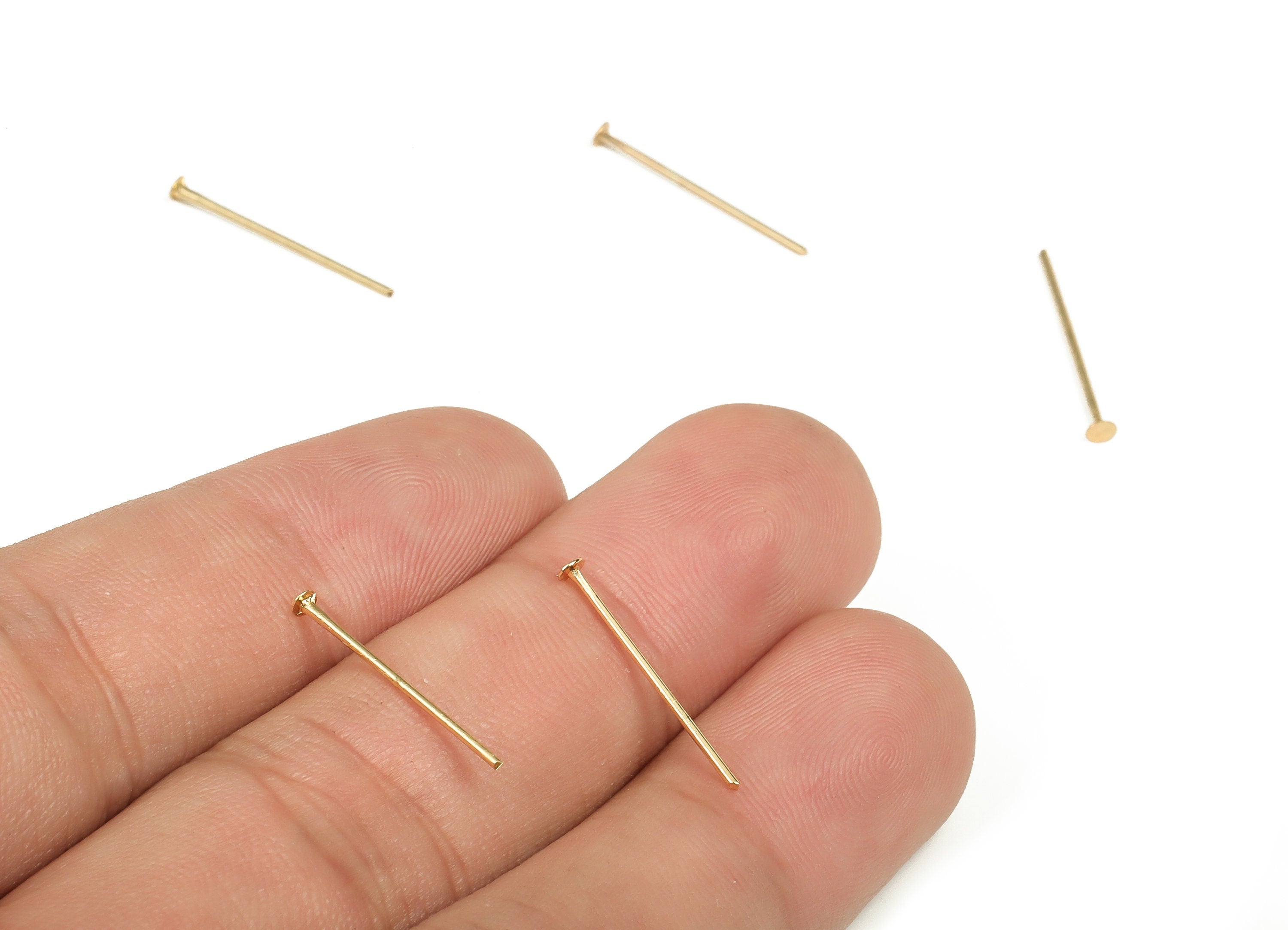 Brass Head Pin Findings - Gold Head Pin - DIY Gold Jewelry Pins - 18K Real Gold Plated Brass - Jewelry Supplies - 18.51x0.7mm - RGP3320-18 - DOMEDBAZAAR