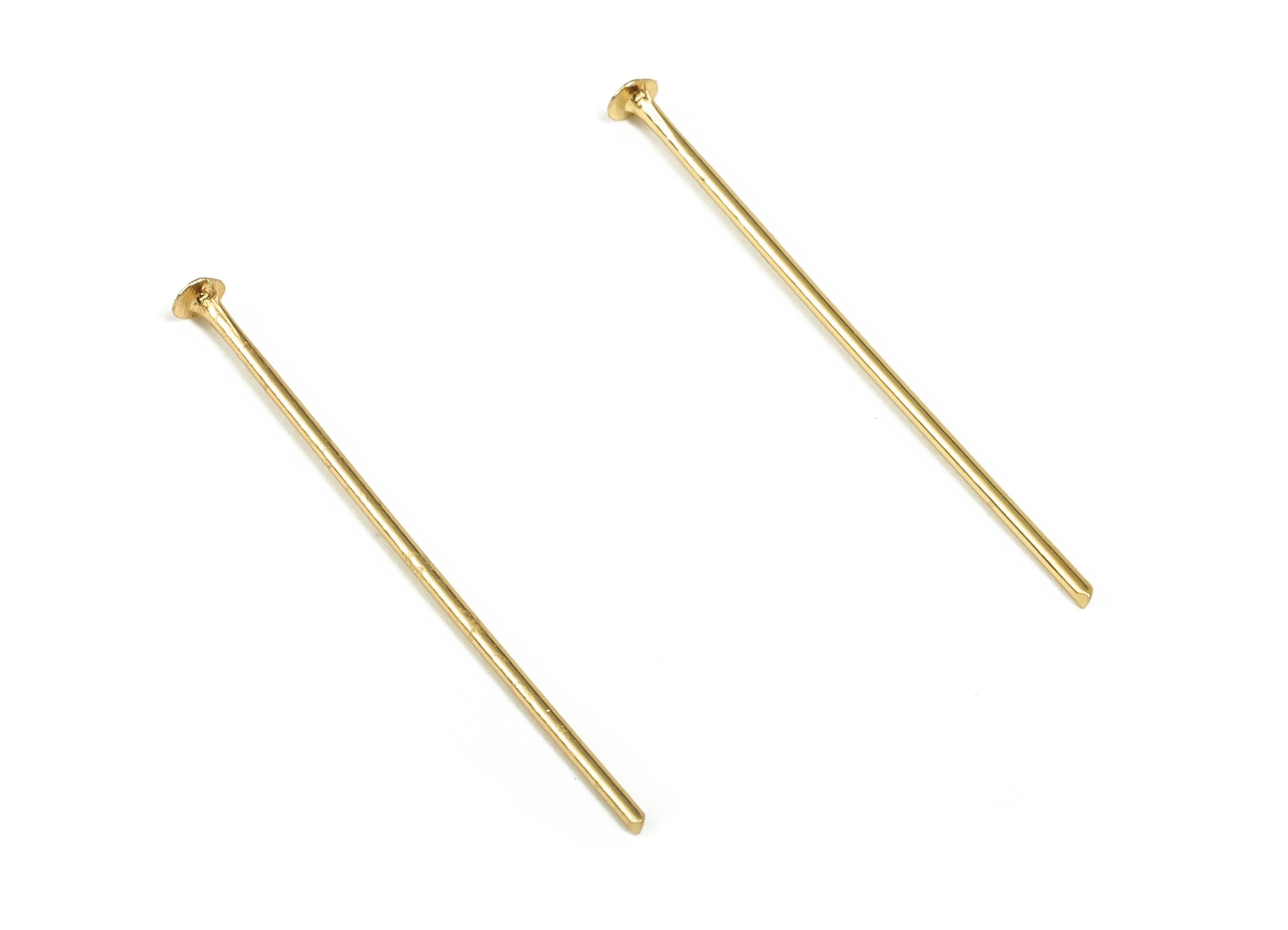 Brass Head Pin Findings - Gold Head Pin - DIY Gold Jewelry Pins - 18K Real Gold Plated Brass - Jewelry Supplies - 26.41x0.7mm - RGP3320-26 - DOMEDBAZAAR