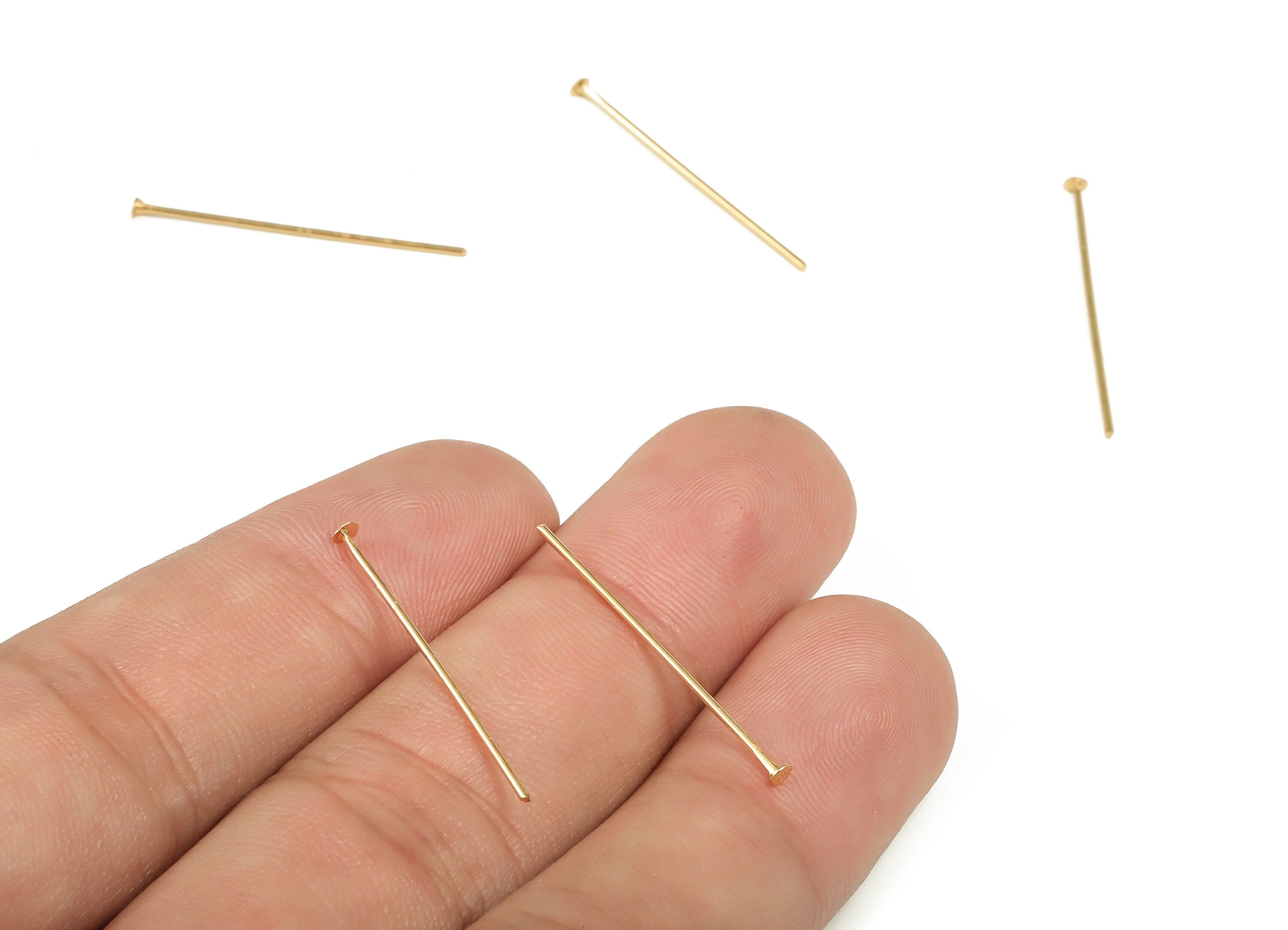 Brass Head Pin Findings - Gold Head Pin - DIY Gold Jewelry Pins - 18K Real Gold Plated Brass - Jewelry Supplies - 26.41x0.7mm - RGP3320-26 - DOMEDBAZAAR