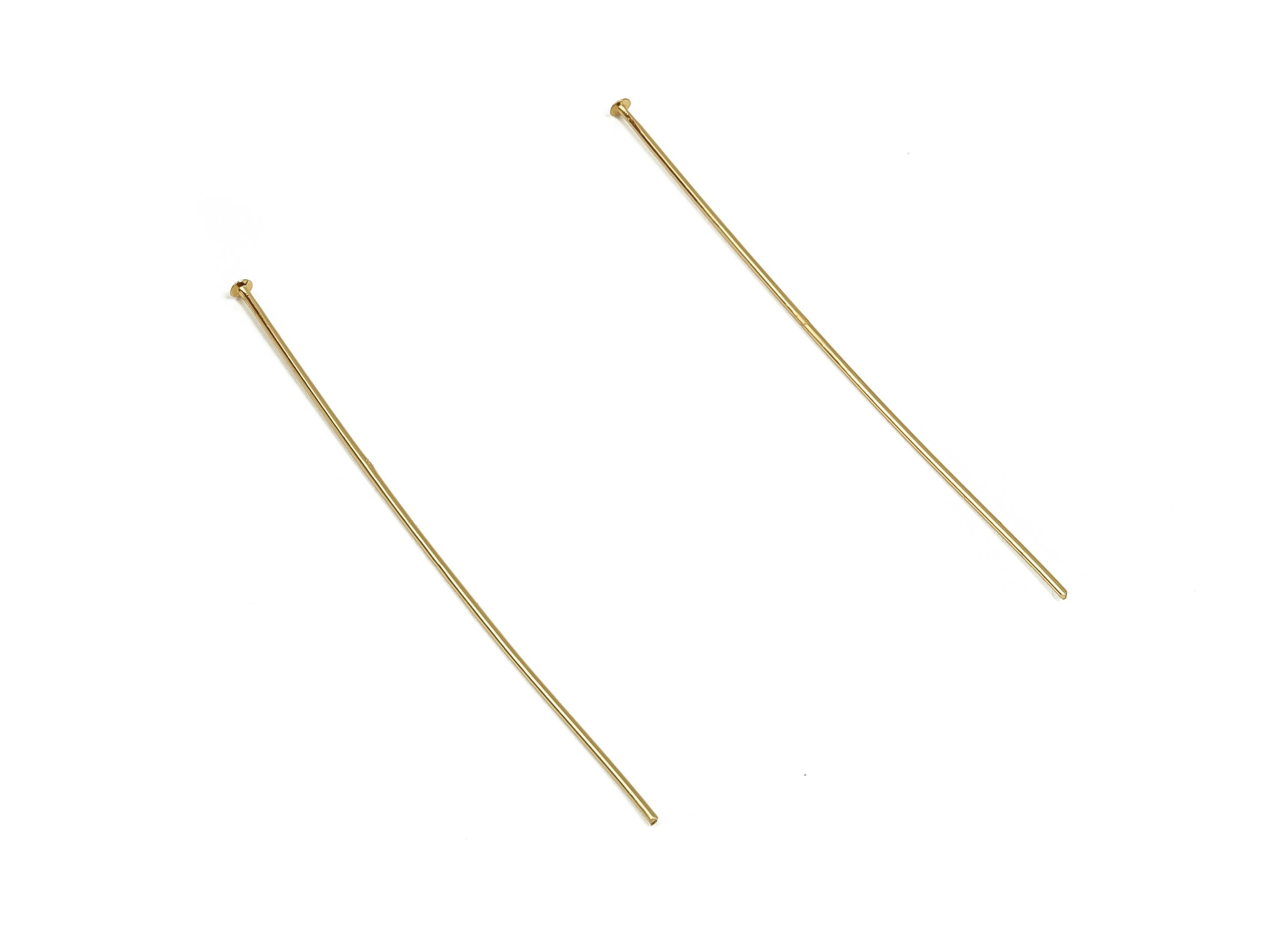 Brass Head Pin Findings - Gold Head Pin - DIY Gold Jewelry Pins - 18K Real Gold Plated Brass - Jewelry Supplies - 60.53x0.7mm - RGP3320-60 - DOMEDBAZAAR