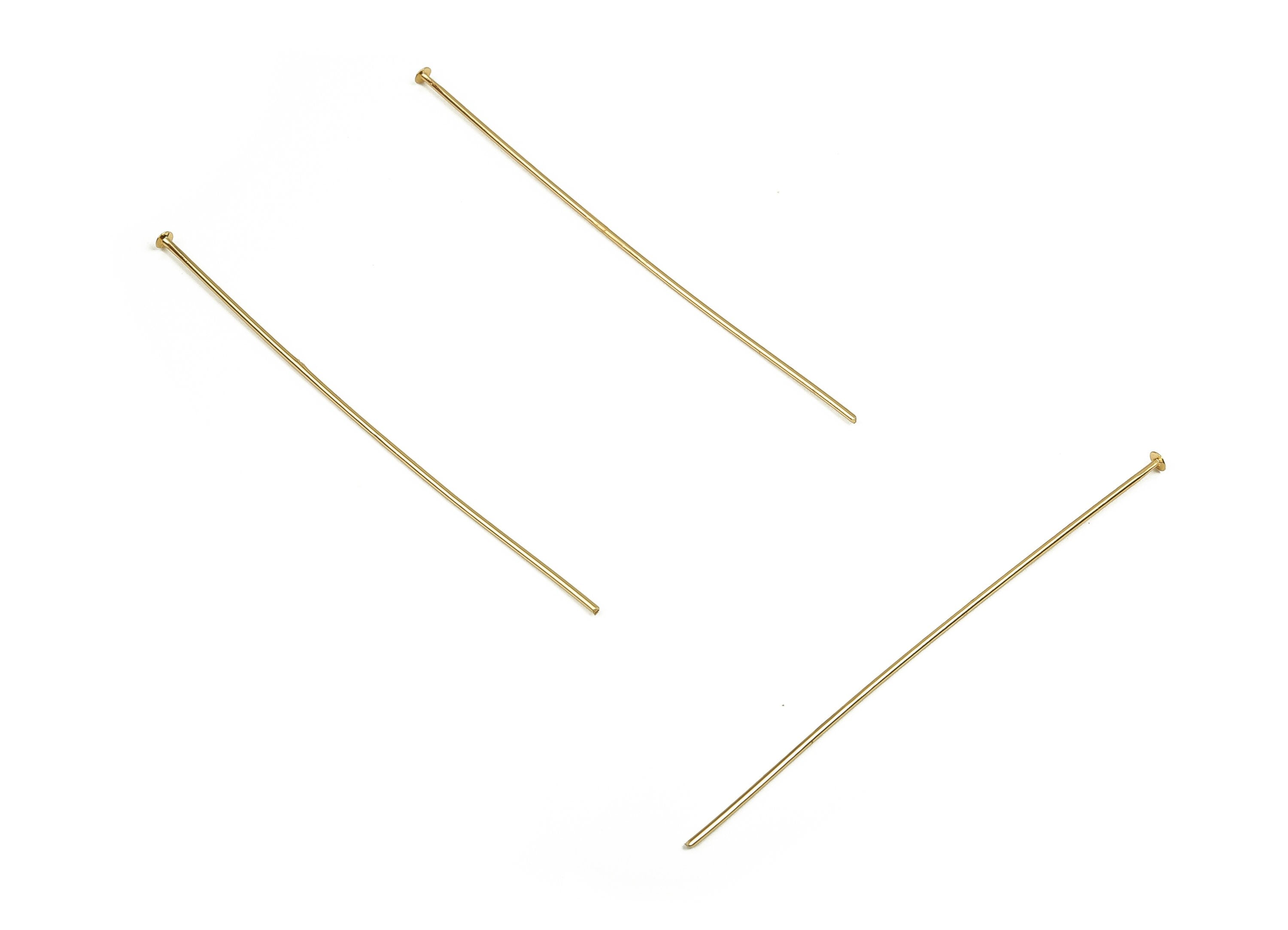 Brass Head Pin Findings - Gold Head Pin - DIY Gold Jewelry Pins - 18K Real Gold Plated Brass - Jewelry Supplies - 60.53x0.7mm - RGP3320-60 - DOMEDBAZAAR