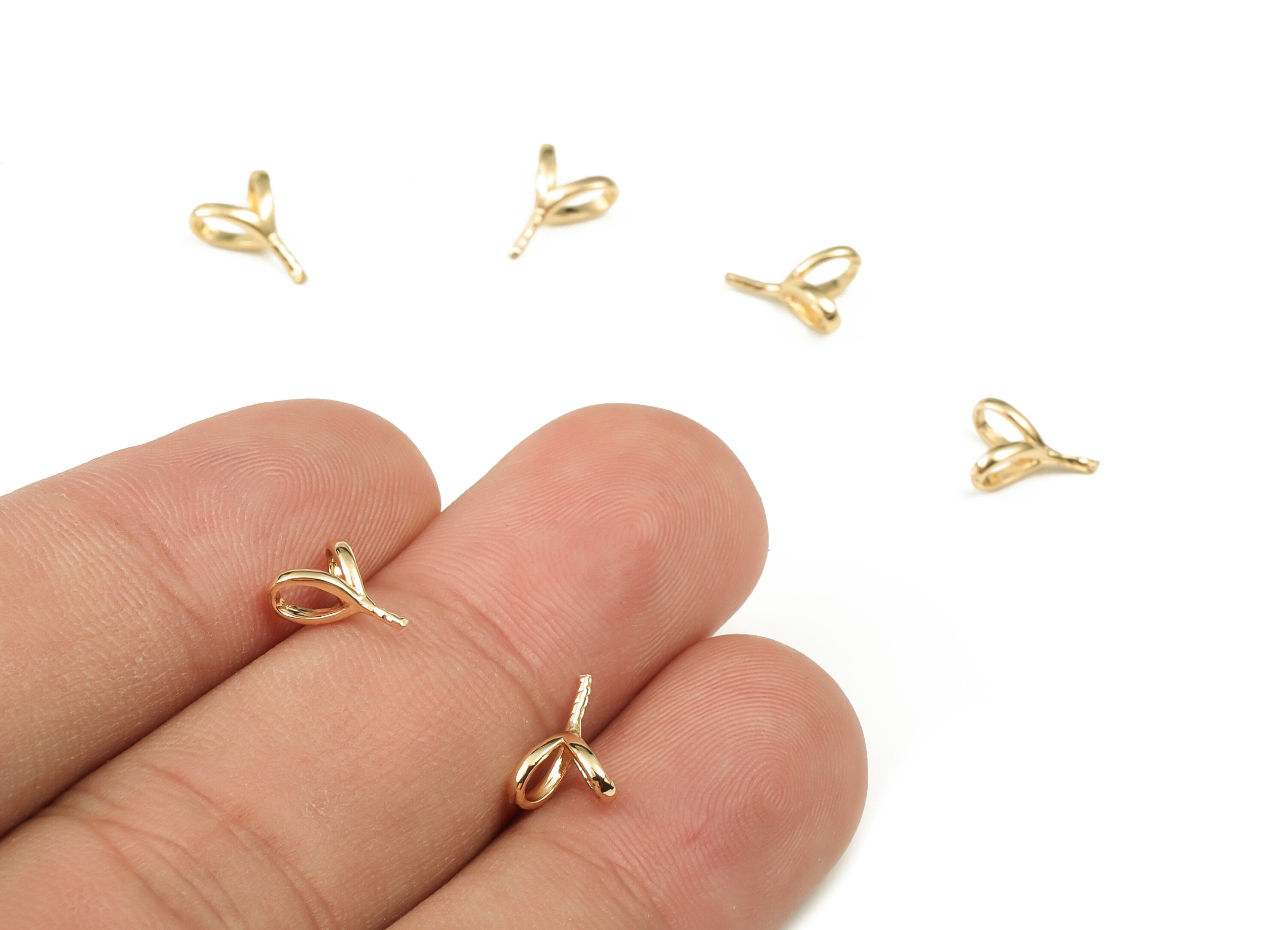 Brass Irregular Earring Connector - Gold Plated Cap Bail Peg for Half Drilled Beads - 18K Real Gold Plated Brass - 8.77x6.57x1.3mm - RGP3667 - DOMEDBAZAAR