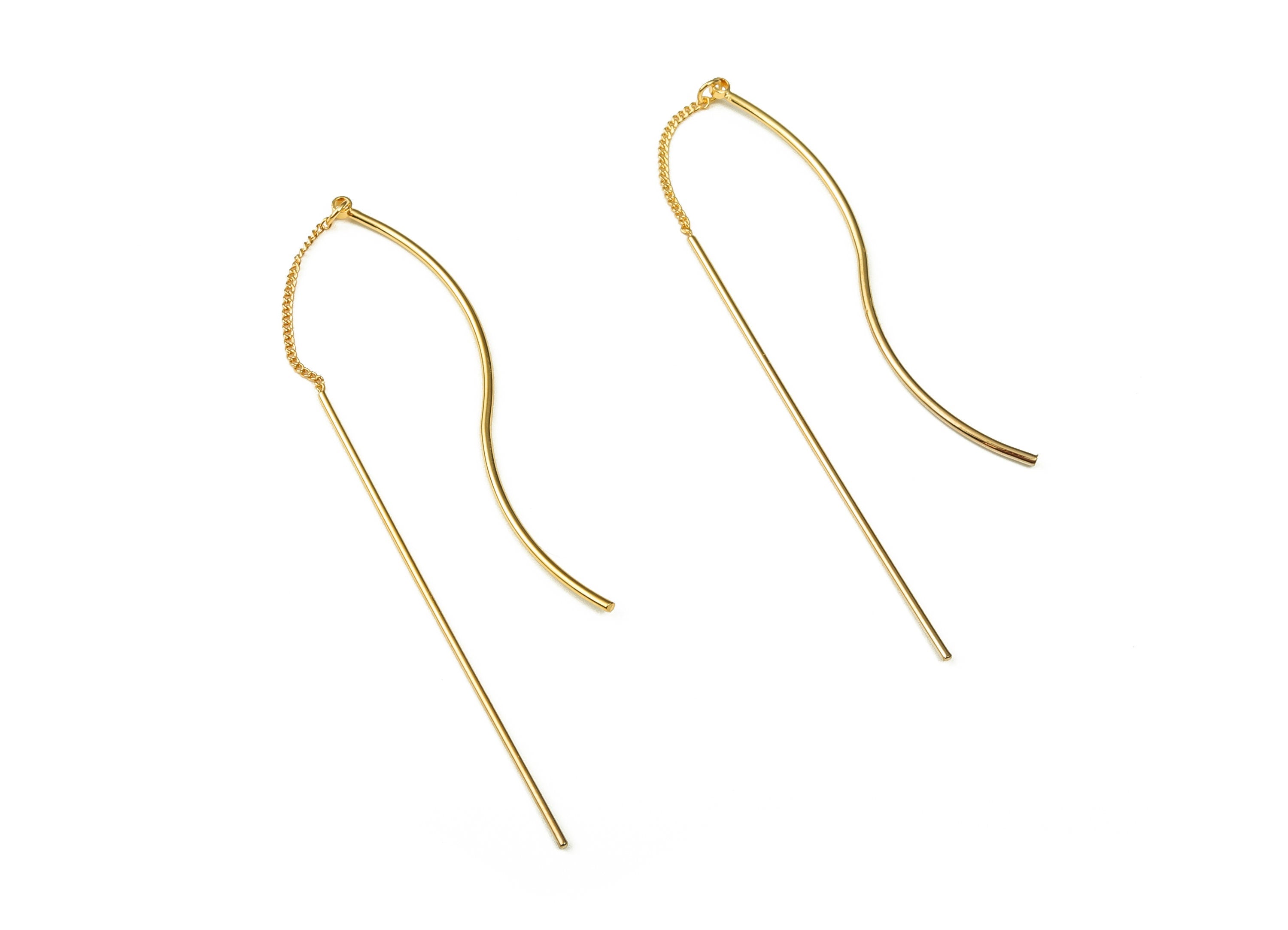 18 Gold Plating Brass Ear Wires – Simple Style Fish Hook with inside Loop – DIY Jewelry Making Supplies - 121.3x0.76mm - RGP3368 - DOMEDBAZAAR