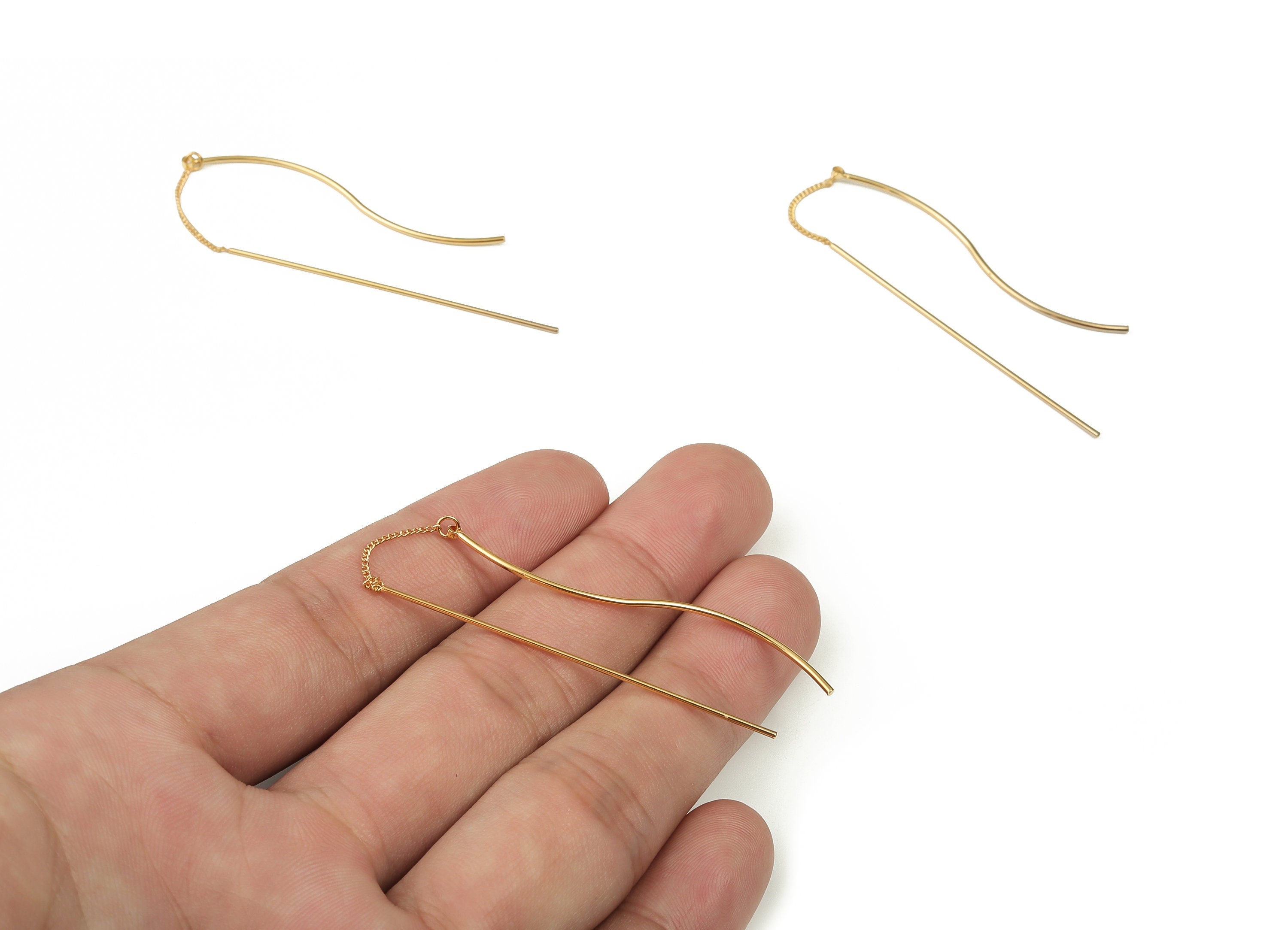 18 Gold Plating Brass Ear Wires – Simple Style Fish Hook with inside Loop – DIY Jewelry Making Supplies - 121.3x0.76mm - RGP3368 - DOMEDBAZAAR