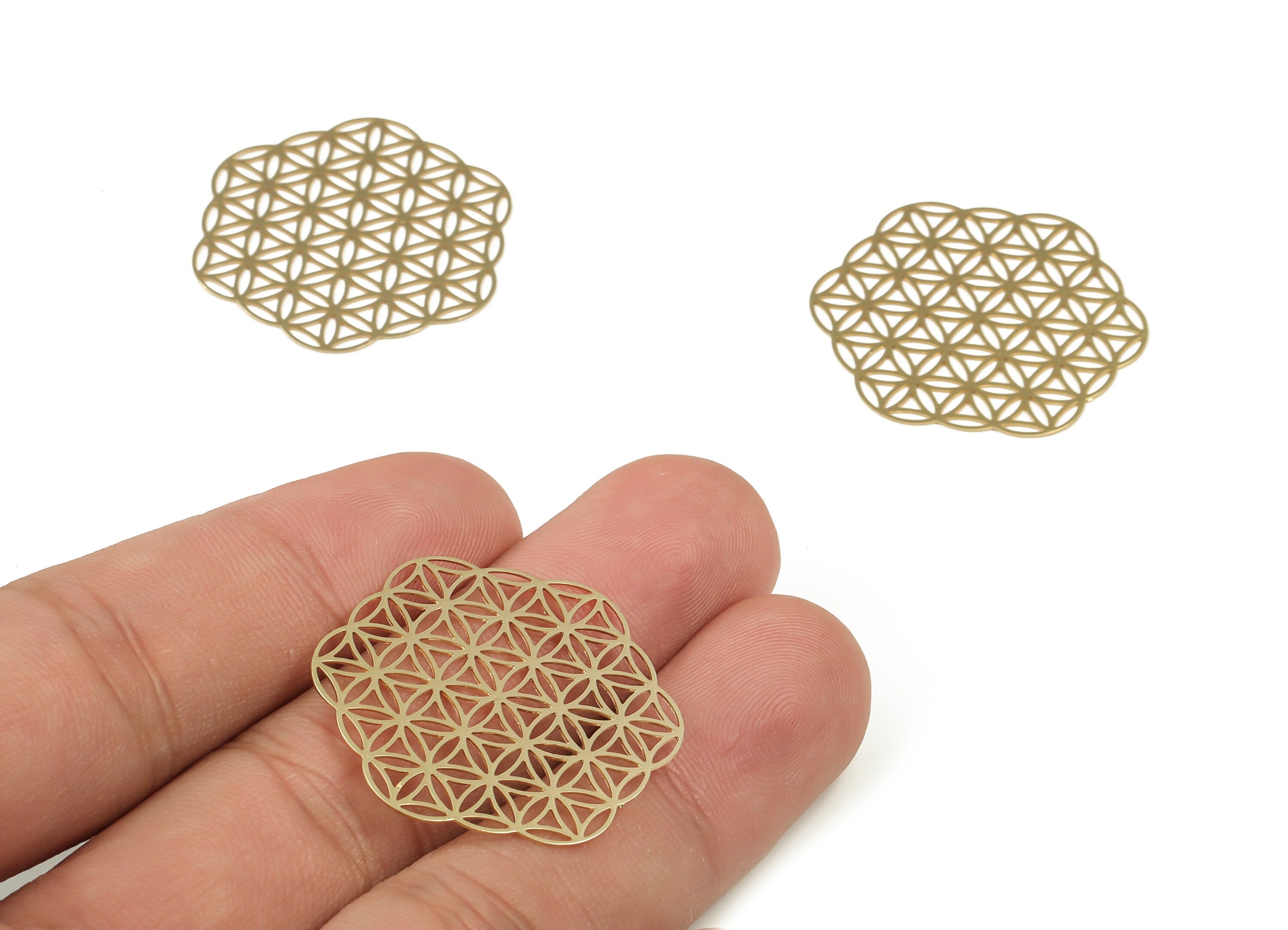 Brass Flower Earring Connector - Gold Flower Charms - 18K Real Gold Plated Brass - Jewelry Making Supplies - 29.95x27.39x0.34mm - RGP3326 - DOMEDBAZAAR