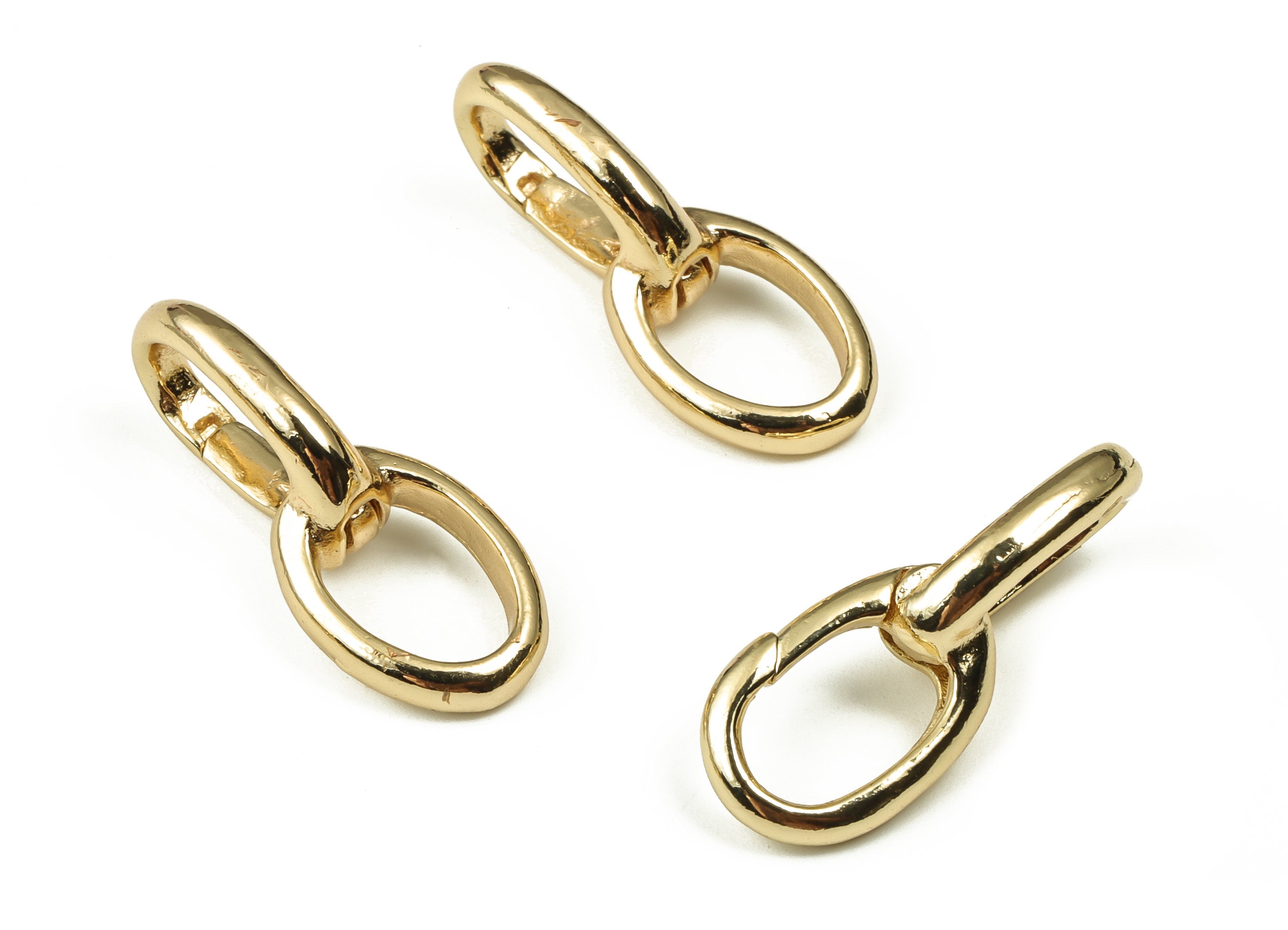 Brass Oval Clap Earring Connector - Gold Oval Clips Parrot - 18K Real Gold Plated Brass - Jewelry Supplies - 24.54x10.21x2.7mm - RGP3926 - DOMEDBAZAAR