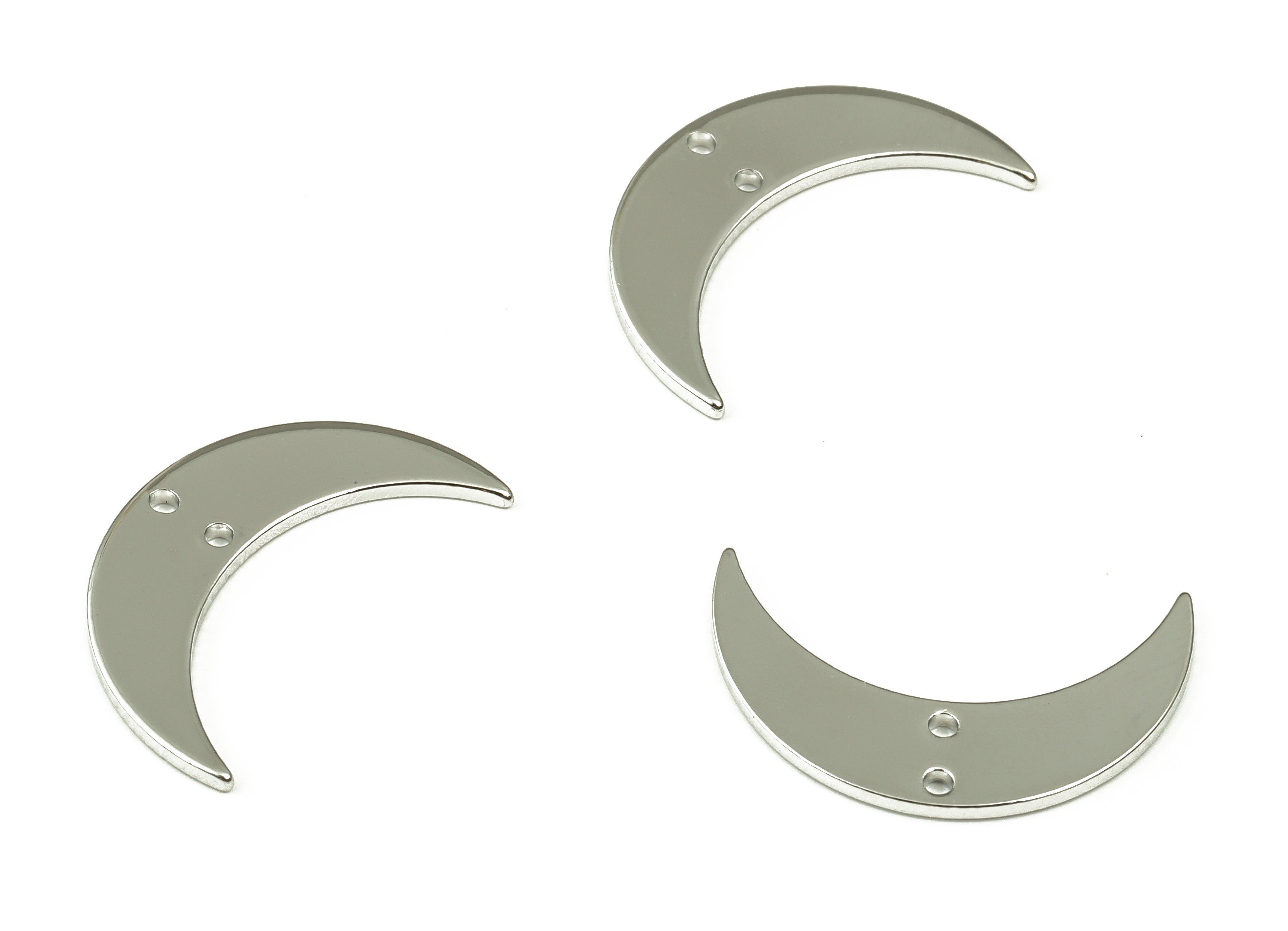 Brass Crescent Earring Connector - White Gold Moon Pendant - 18K Real White Gold Plated Brass - Jewelry Supplies - 21.48x13.3x1mm - RGP3321W - DOMEDBAZAAR