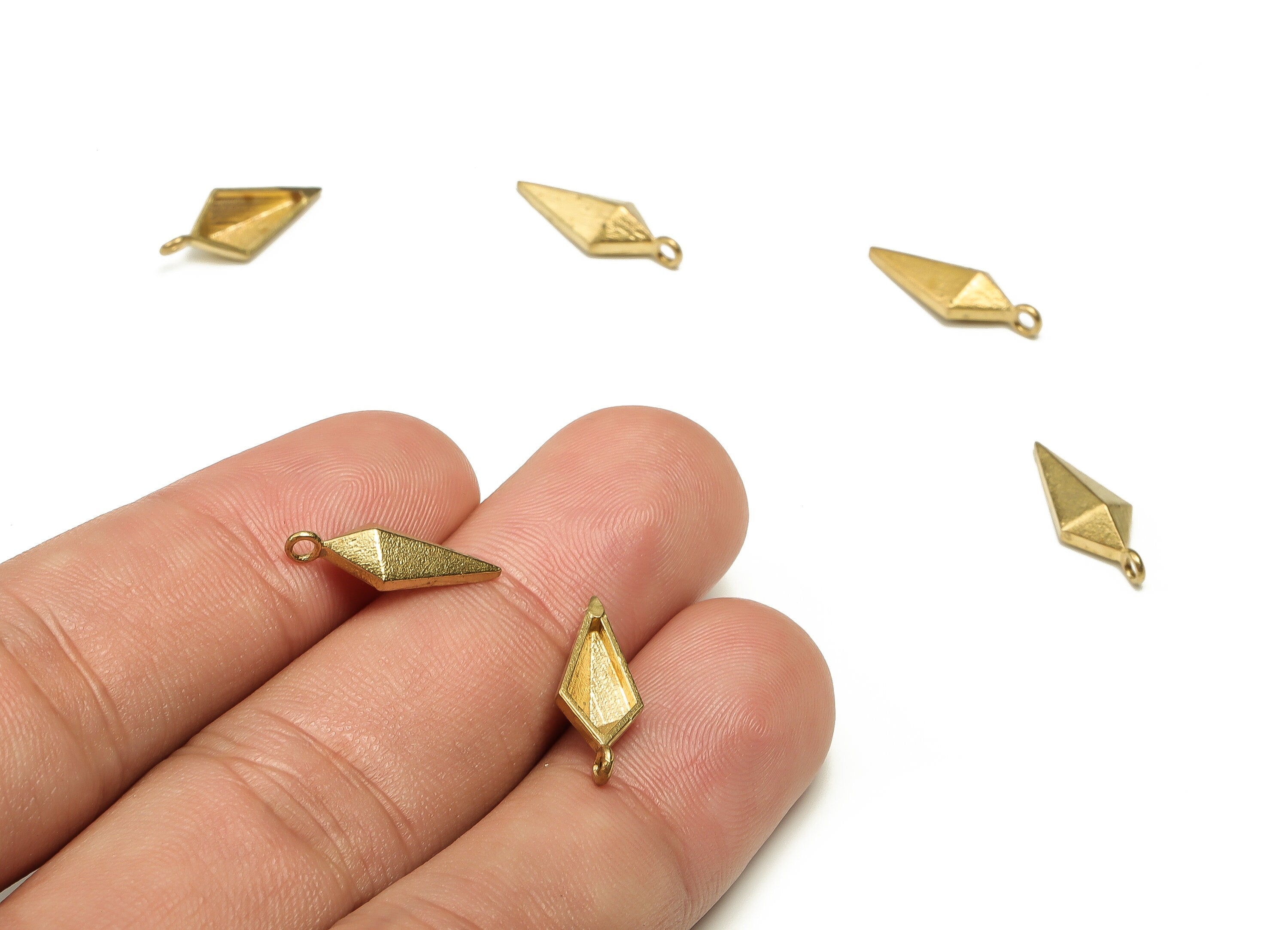 Brass Rhombic Earring Charms - Raw Brass Rhombic Pendant - Earring Finding - DIY Jewelry Making Supplies - 16.77x6.61x3.33mm - PP4641 - DOMEDBAZAAR