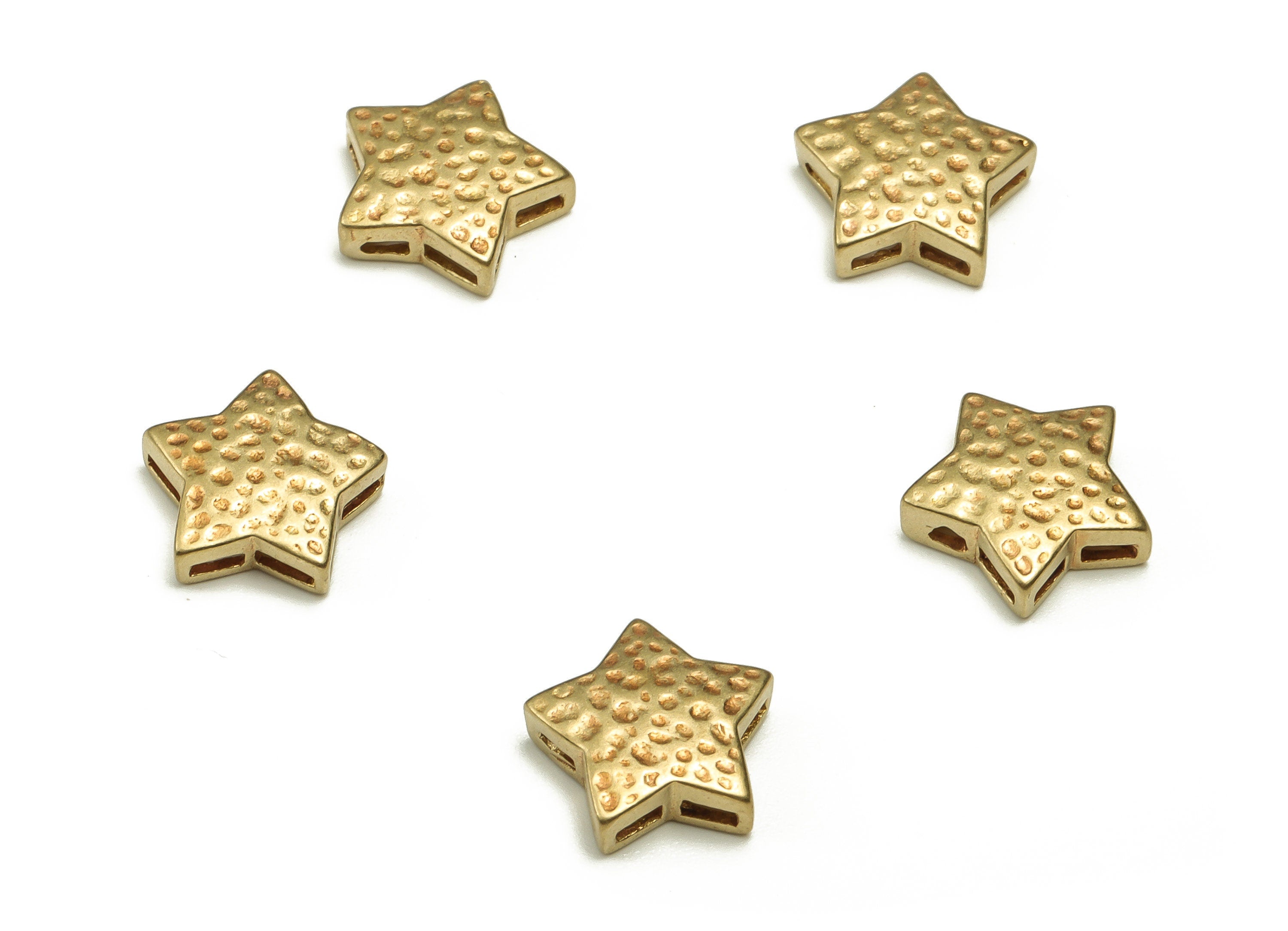 Brass Star Beads - Raw Brass Star Spacer Beads - Brass Star Charms - Earring Finding - Jewelry Making Supplies - 9.61x9.27x3.03mm - PP4564 - DOMEDBAZAAR