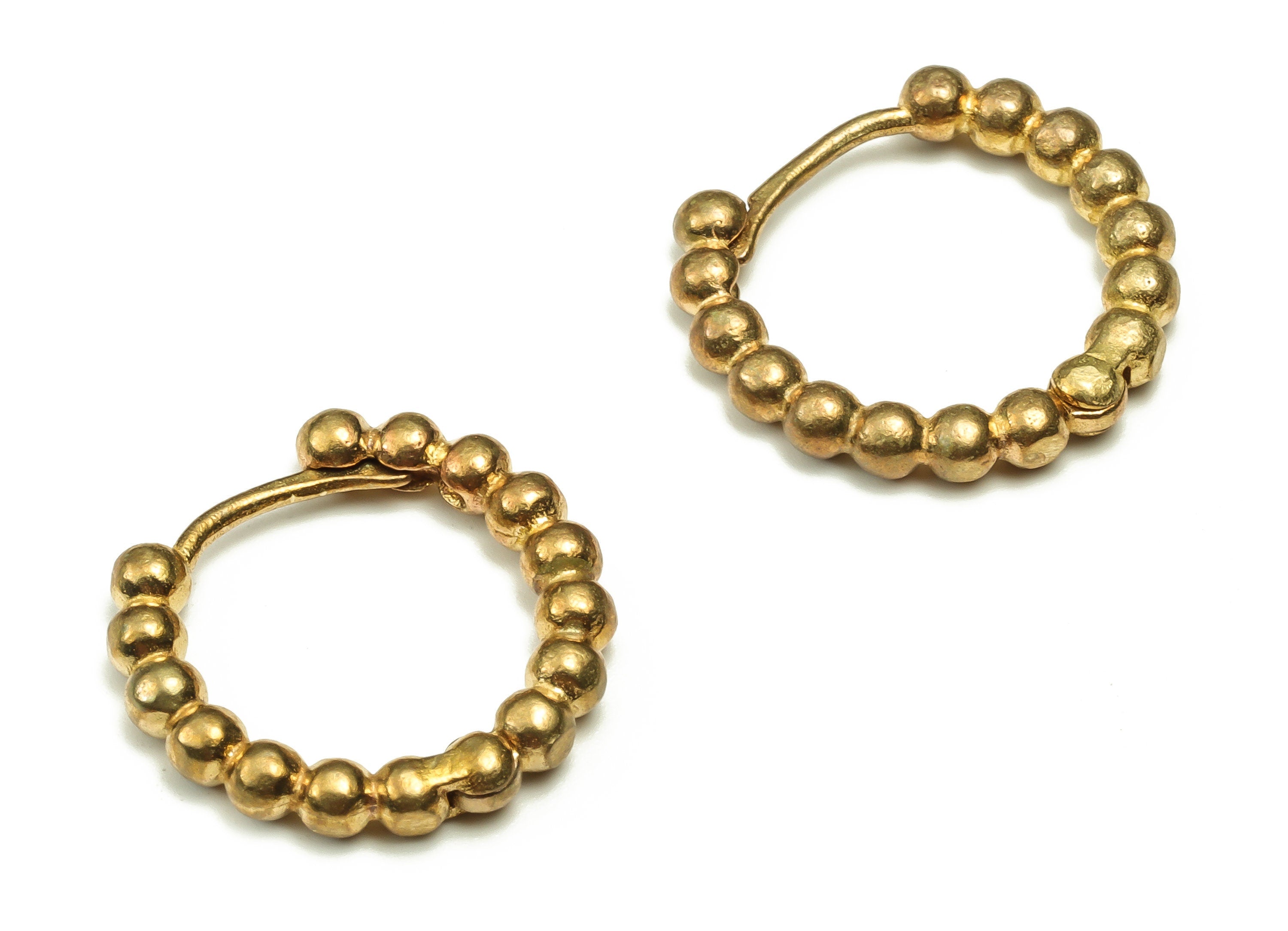 Dainty Beaded Round Hoop Earring – Brass Hoop Small Earrings – Beaded Circle Hoop Earrings – Jewelry Supply - 19.27x18.4x2.9mm - PP4638 - DOMEDBAZAAR