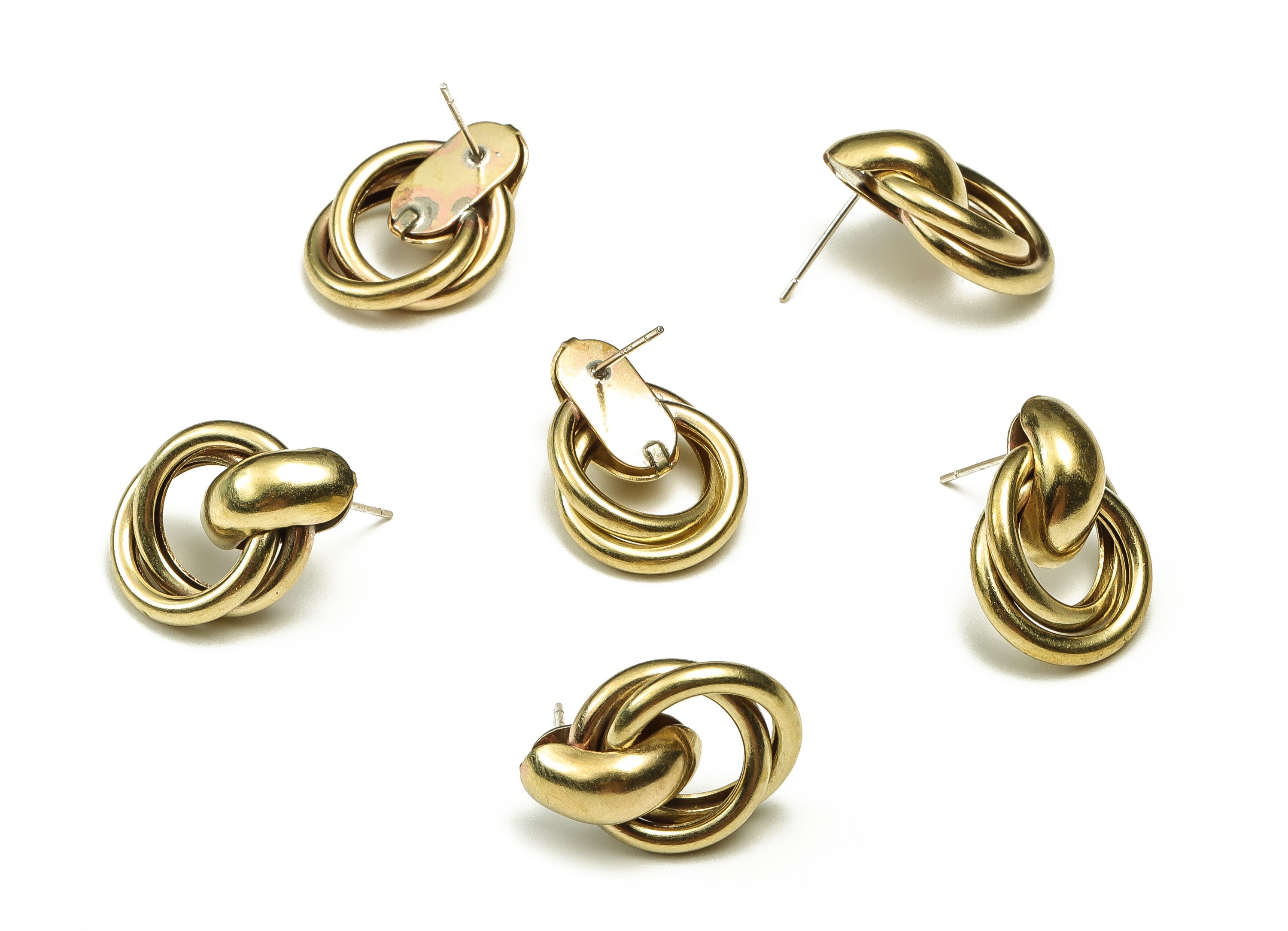 Brass Round Earring Stud - Raw Brass Circle Earring Post - Brass Stud - Earring Post - Jewelry Making Supplies - 22.61x15.88x7.19mm - PP4466 - DOMEDBAZAAR