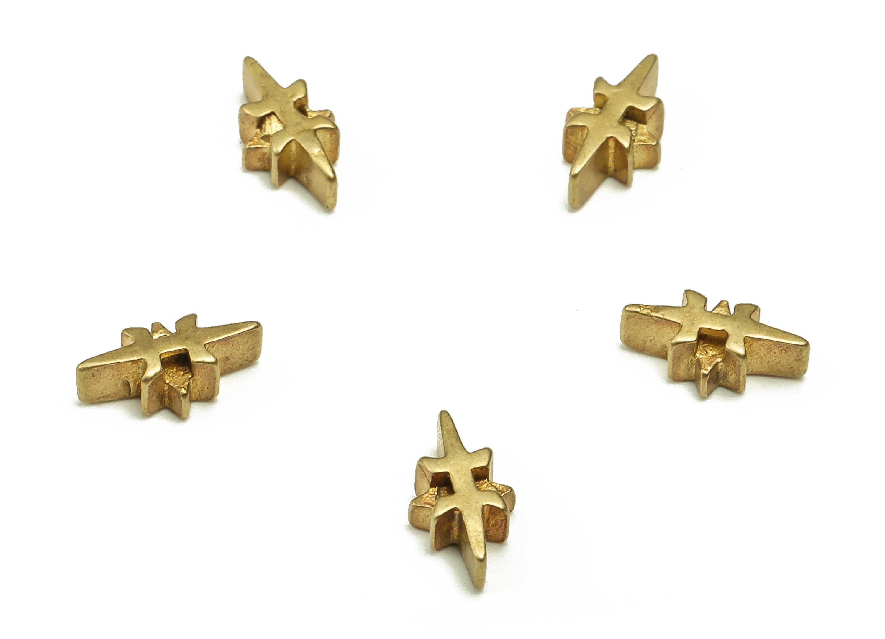Brass Star Beads – Raw Brass Star Spacer Beads – Brass Star Charms - Earring Finding - Jewelry Making Supplies - 8.61x4.84x2.79mm - PP4566 - DOMEDBAZAAR