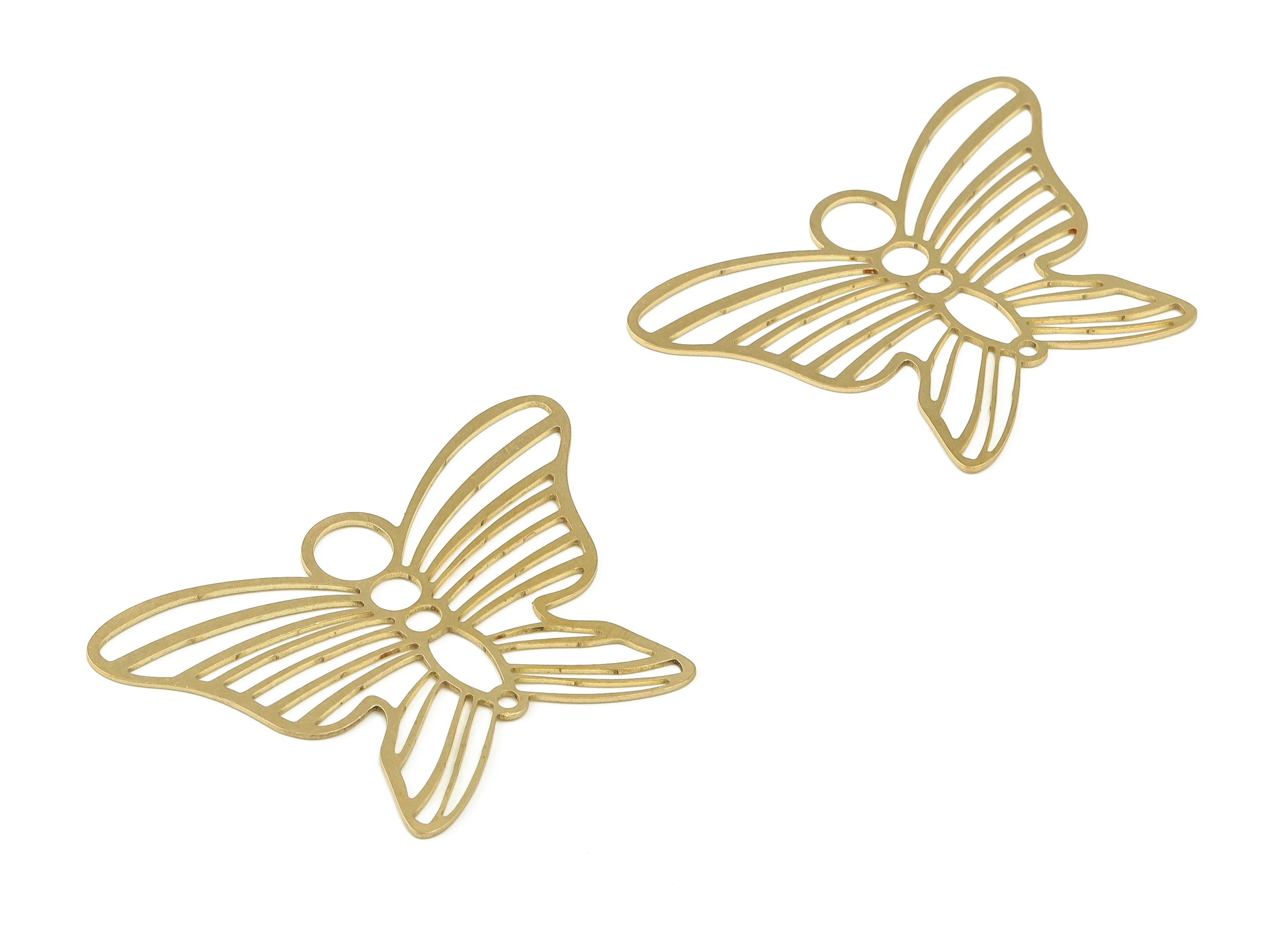 Brass Filigree Butterfly Charms - Raw Brass Hollow Butterfly Pendant - Earring Findings – DIY Jewelry Supplies - 56.07x40.32x0.66mm - PP4615 - DOMEDBAZAAR