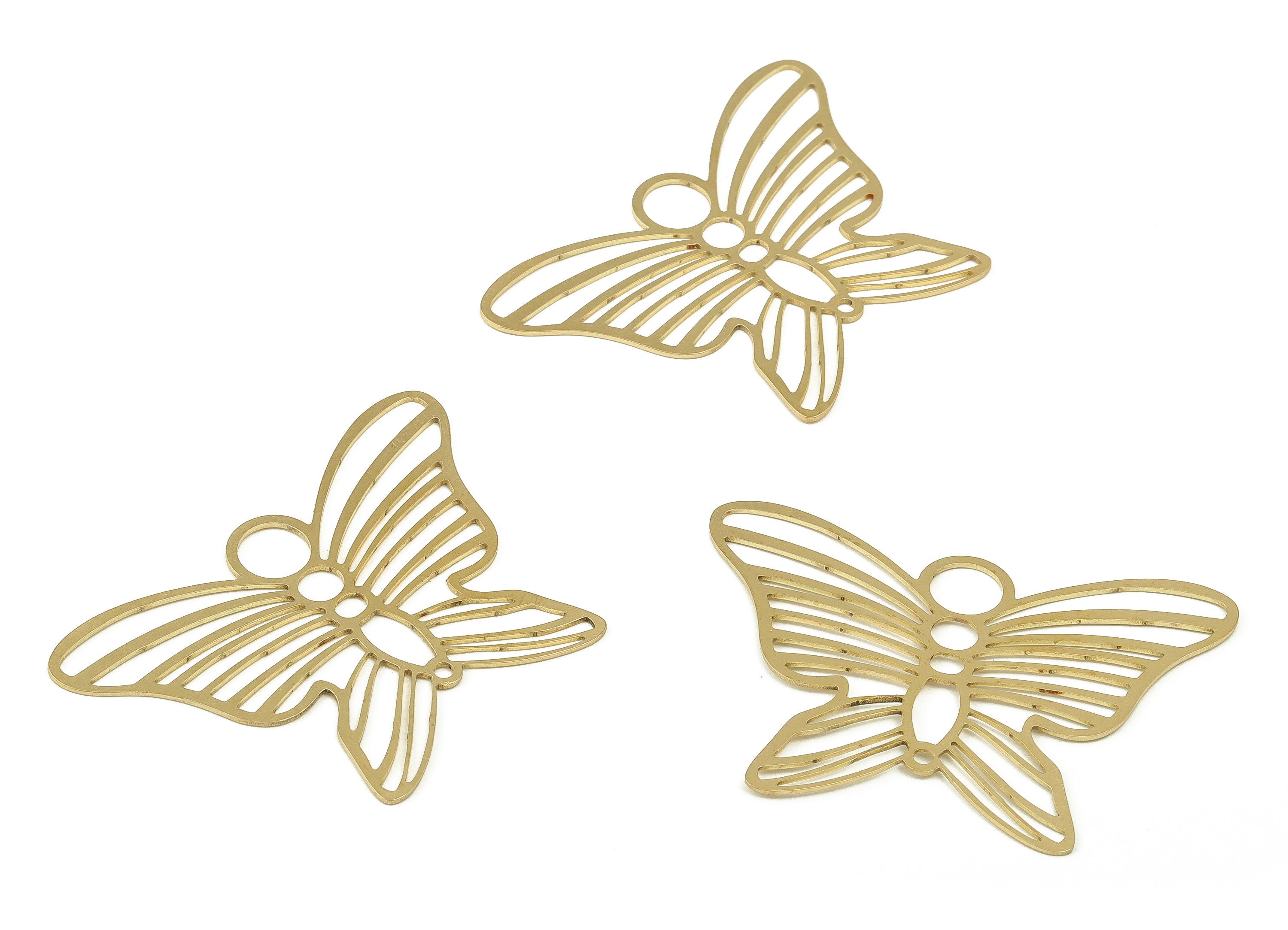 Brass Filigree Butterfly Charms - Raw Brass Hollow Butterfly Pendant - Earring Findings – DIY Jewelry Supplies - 56.07x40.32x0.66mm - PP4615 - DOMEDBAZAAR
