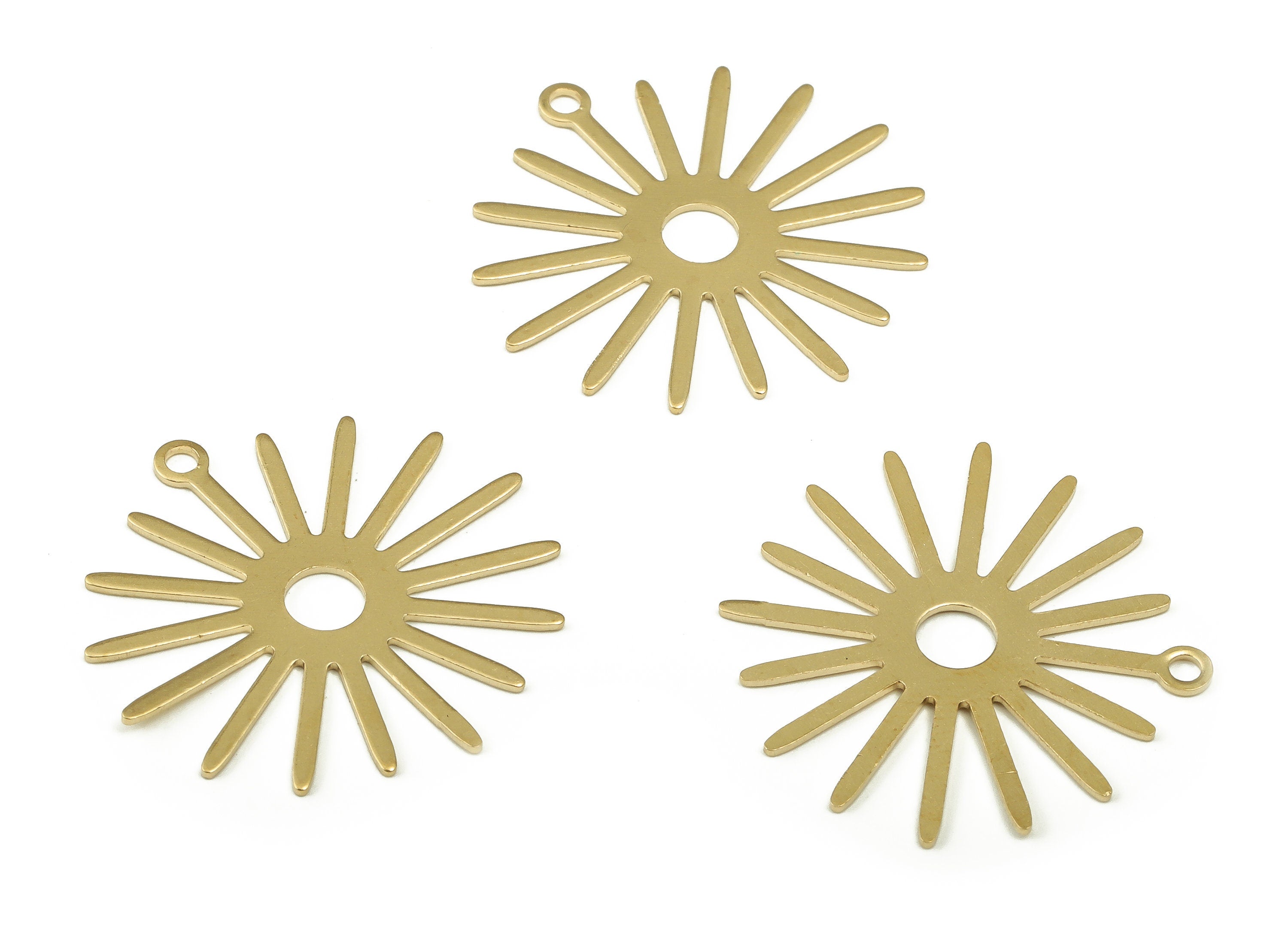 Brass Sun Earring Charms - Raw Brass Sun Pendant - Earring Findings - DIY Jewelry Making Supplies - 26.97x27.86x0.61mm - PP4612 - DOMEDBAZAAR