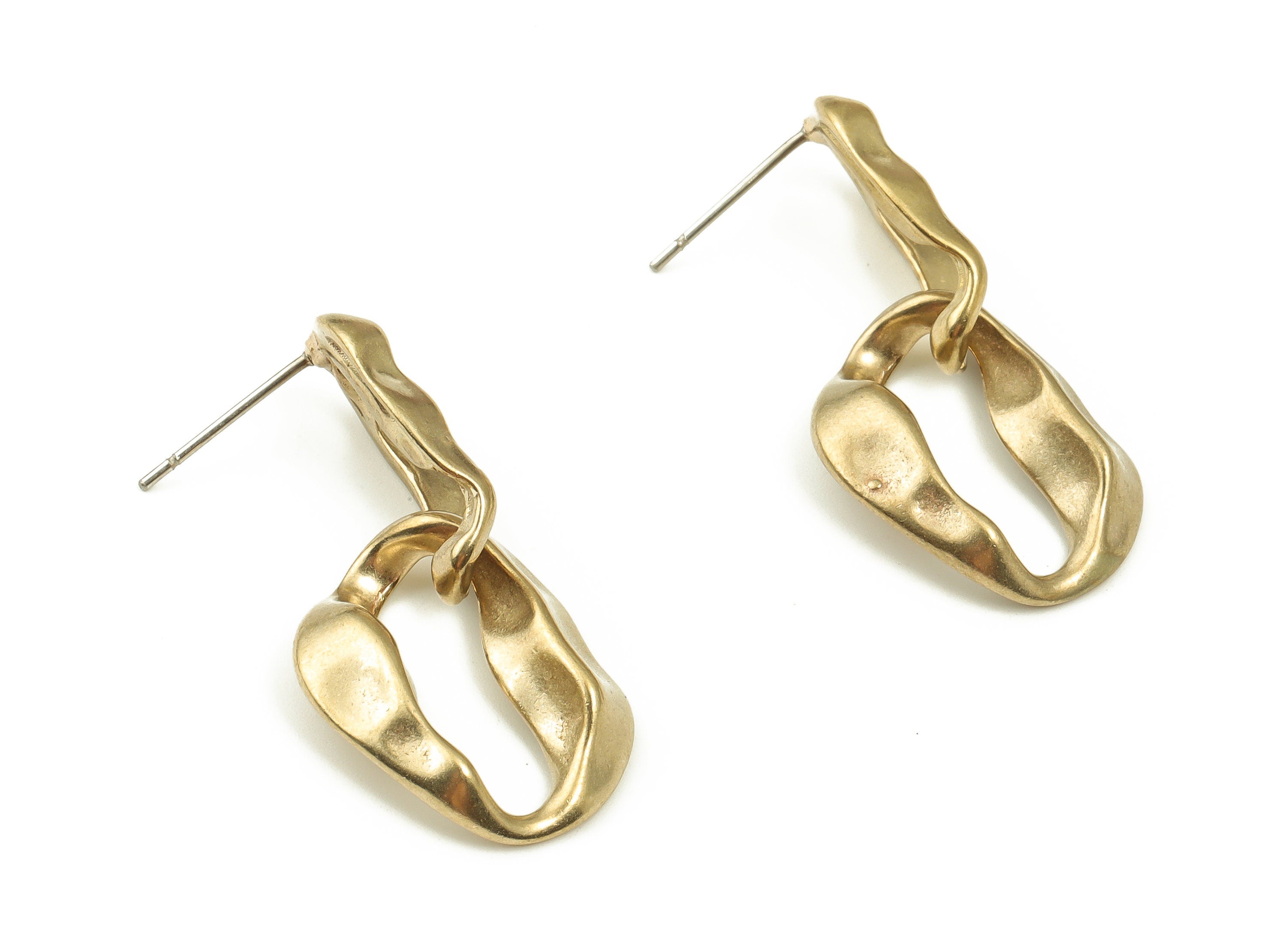 Brass Hoop Earring Stud - Raw Brass Hoop Earring Post - Stainless Steel Stud - Jewelry Making Supplies - 33.58x16.48x4.18mm - PP4508 - DOMEDBAZAAR