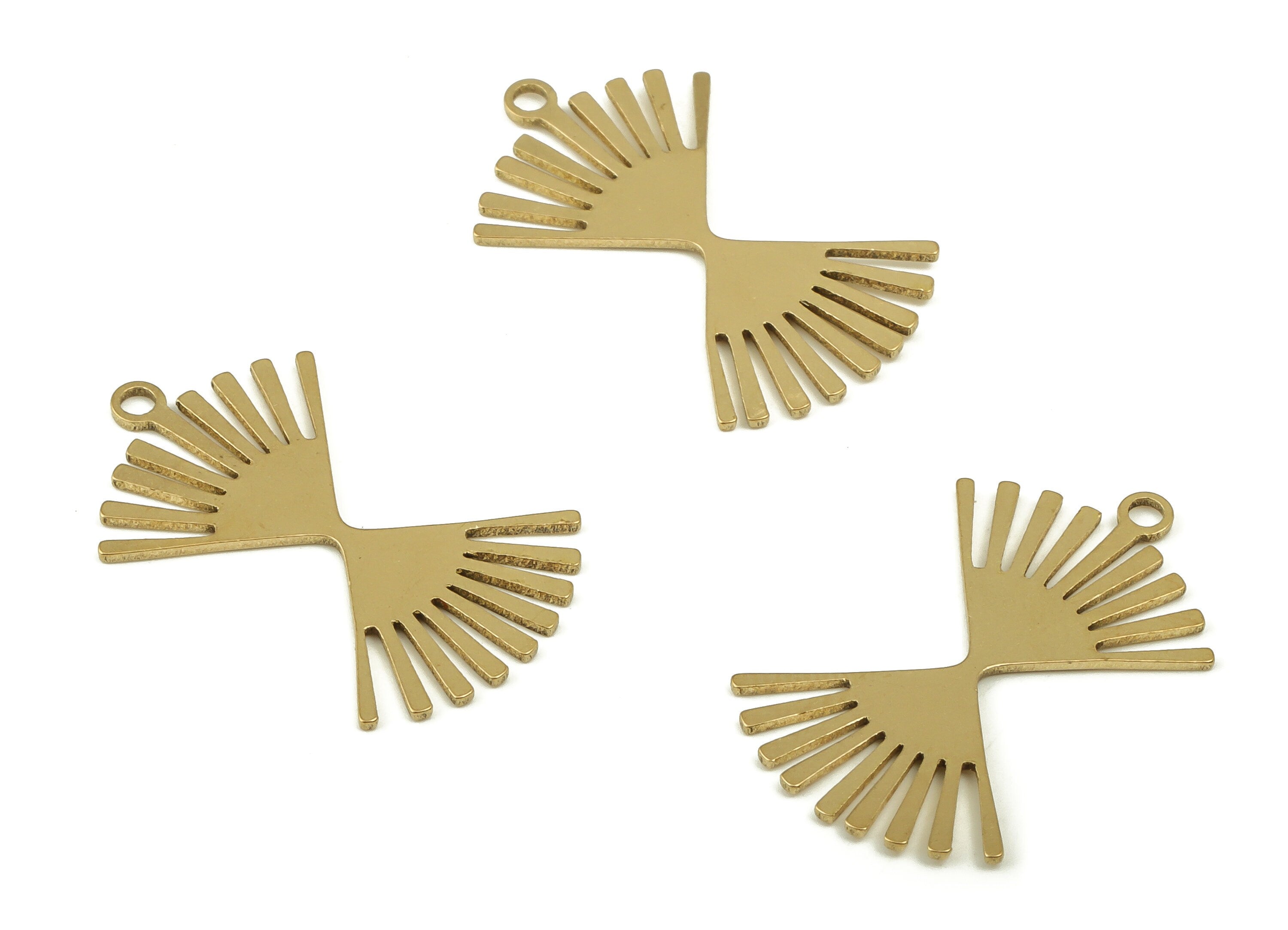 Brass Fringe Earring Charms - Raw Brass Fringe Pendant - Earring Findings - Jewelry Making Supplies - 24.98x15.65x0.75mm - PP4603 - DOMEDBAZAAR