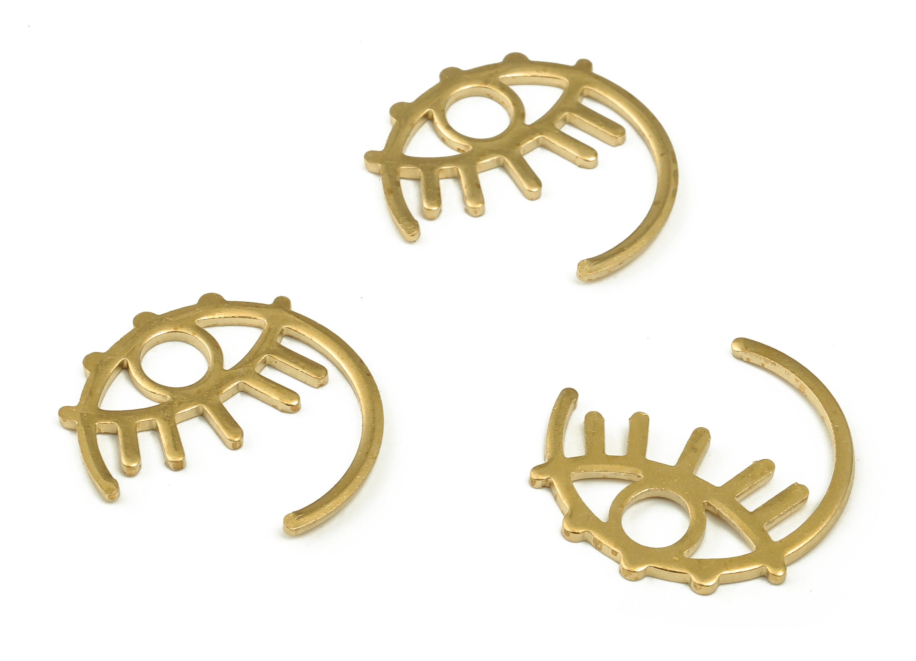 Brass Eye Earring Charms - Raw Brass Semi circle Pendant - Earring Findings - DIY Jewelry Making Supplies - 18.96x18.65x0.99mm - PP4597 - DOMEDBAZAAR