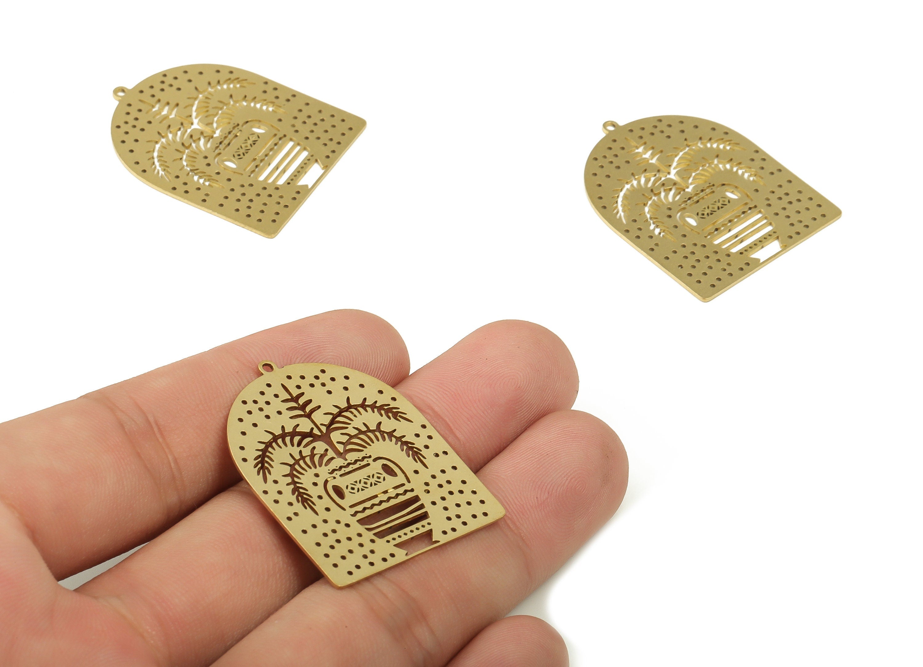 Brass Diamond Earring Charms - Raw Brass Vase Pendant - Earring Findings - DIY Jewelry Making Supplies - 35.3x28.11x0.71mm - PP4607 - DOMEDBAZAAR